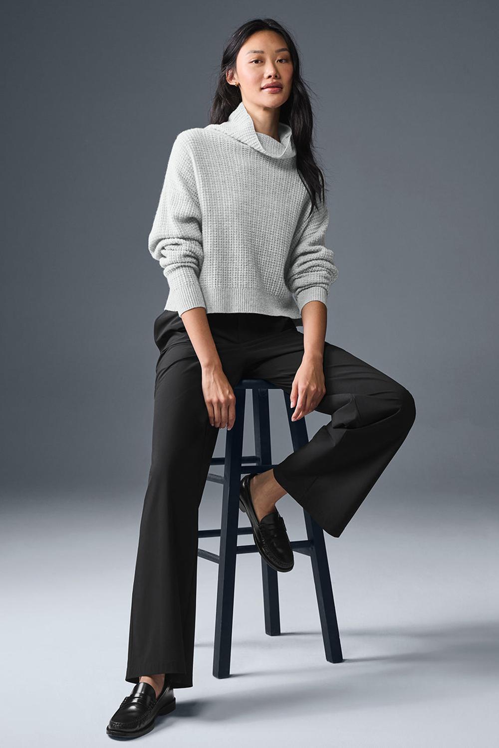Pullover Alo Yoga Cashmere Plush Waffle Turtleneck Mujer Gris | Colombia  NKDO-79624