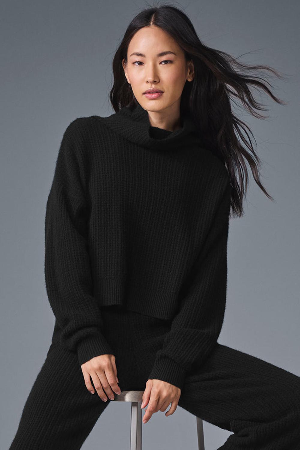 Pullover Alo Yoga Cashmere Plush Waffle Turtleneck Mujer Negras | Colombia  WRJS-07162