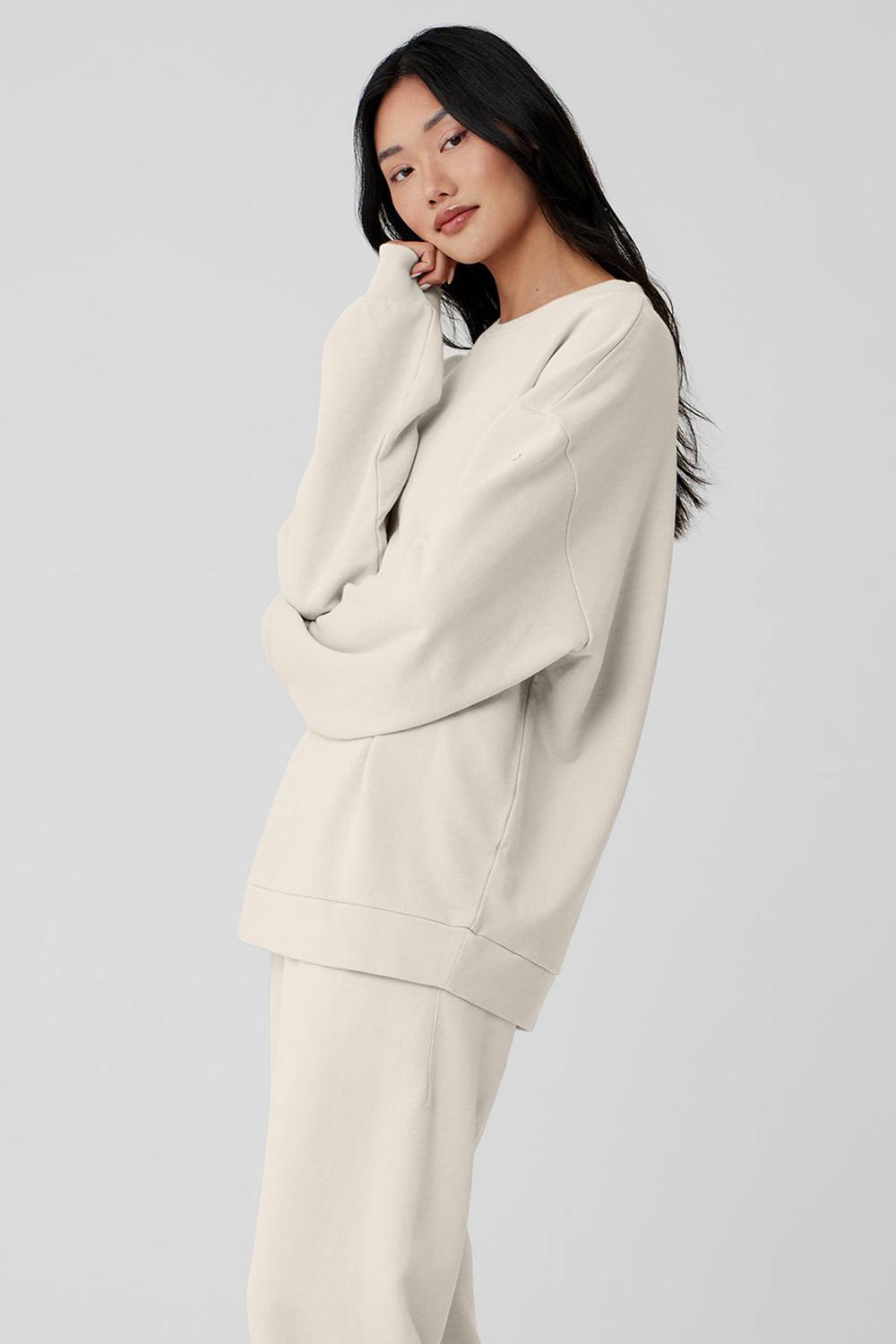 Pullover Alo Yoga Chill Crew Neck Mujer Bone | Colombia  FWAM-34795