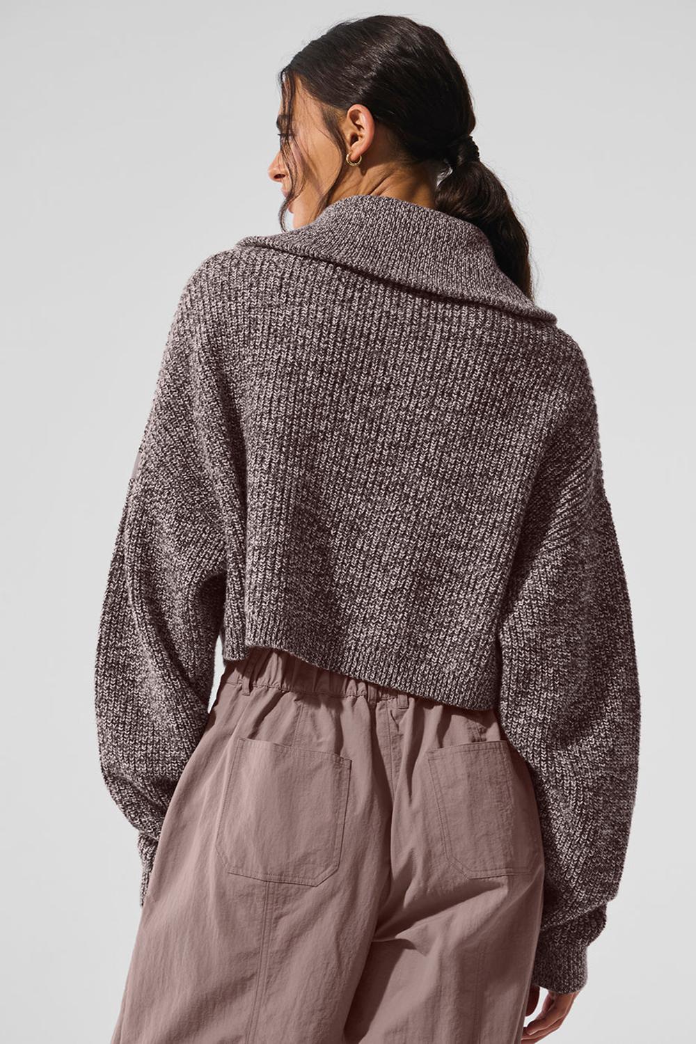 Pullover Alo Yoga Marl 1/4 Zip Mujer Mushroom Marl | Colombia  DWOK-95347