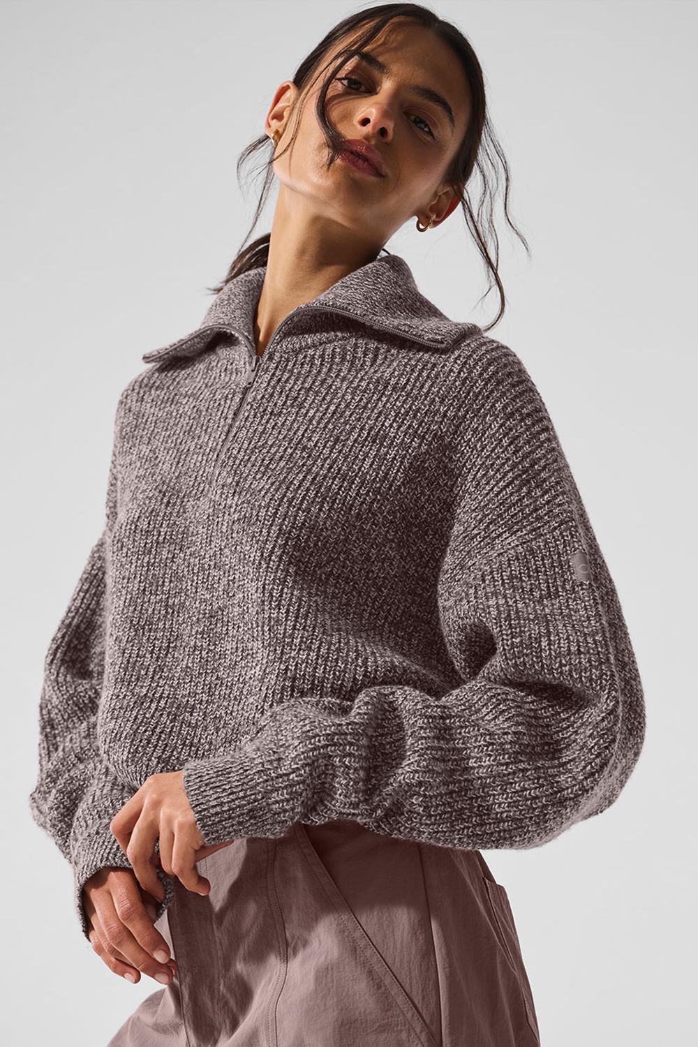 Pullover Alo Yoga Marl 1/4 Zip Mujer Mushroom Marl | Colombia  DWOK-95347