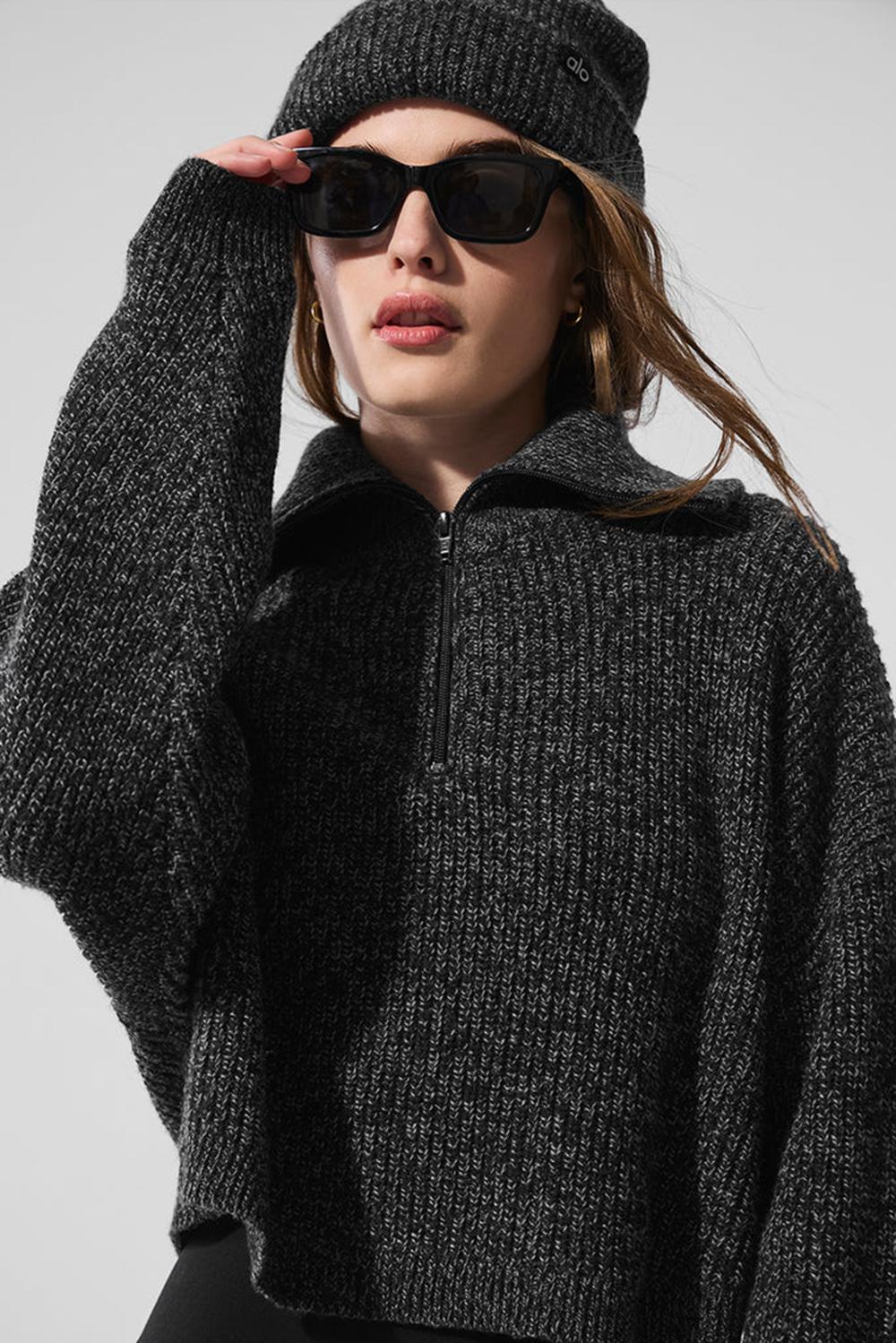 Pullover Alo Yoga Marl 1/4 Zip Mujer Negras | Colombia  FOEZ-14529