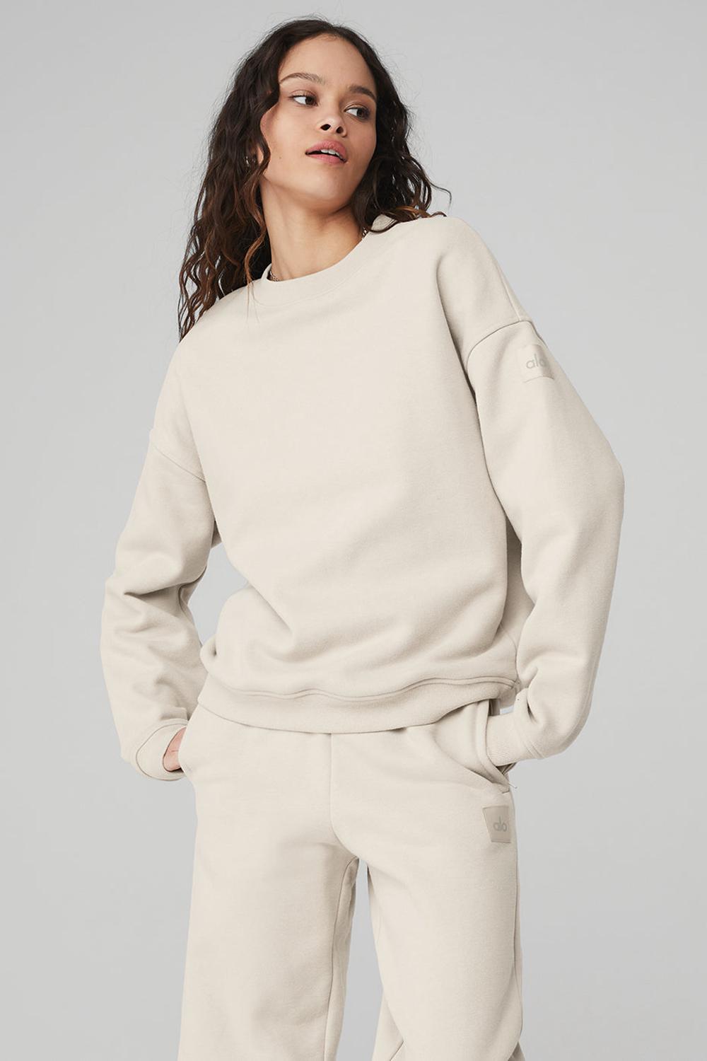 Pullover Alo Yoga Renown Heavy Weight Crew Neck Mujer Bone | Colombia  VJSI-18065