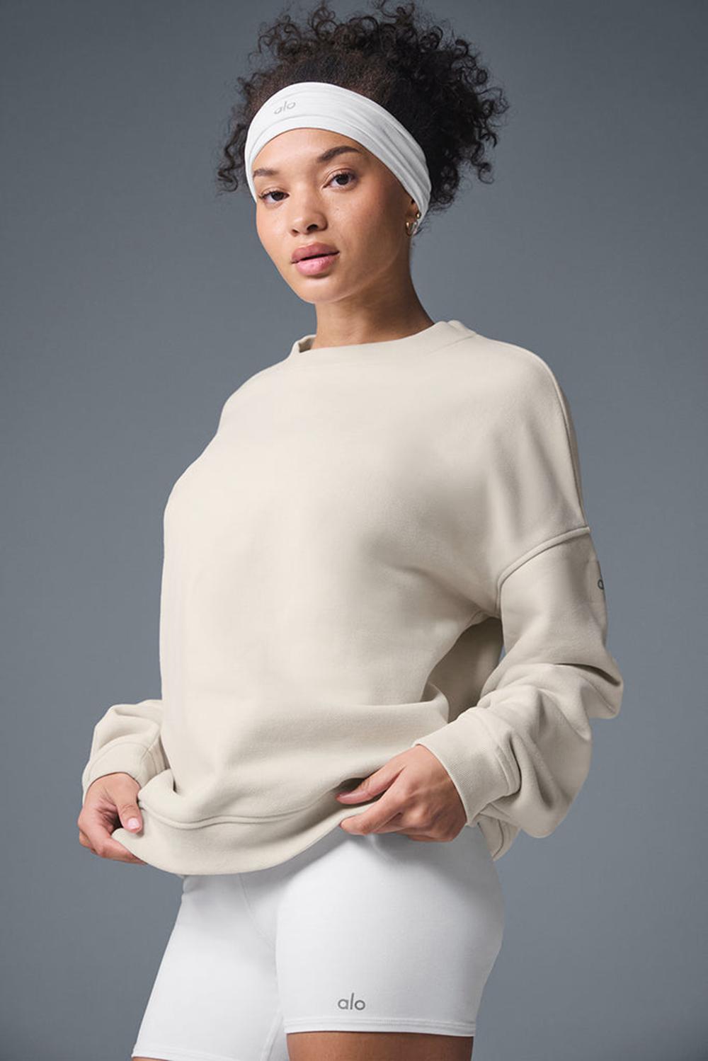 Pullover Alo Yoga Renown Heavy Weight Crew Neck Mujer Bone | Colombia  VJSI-18065
