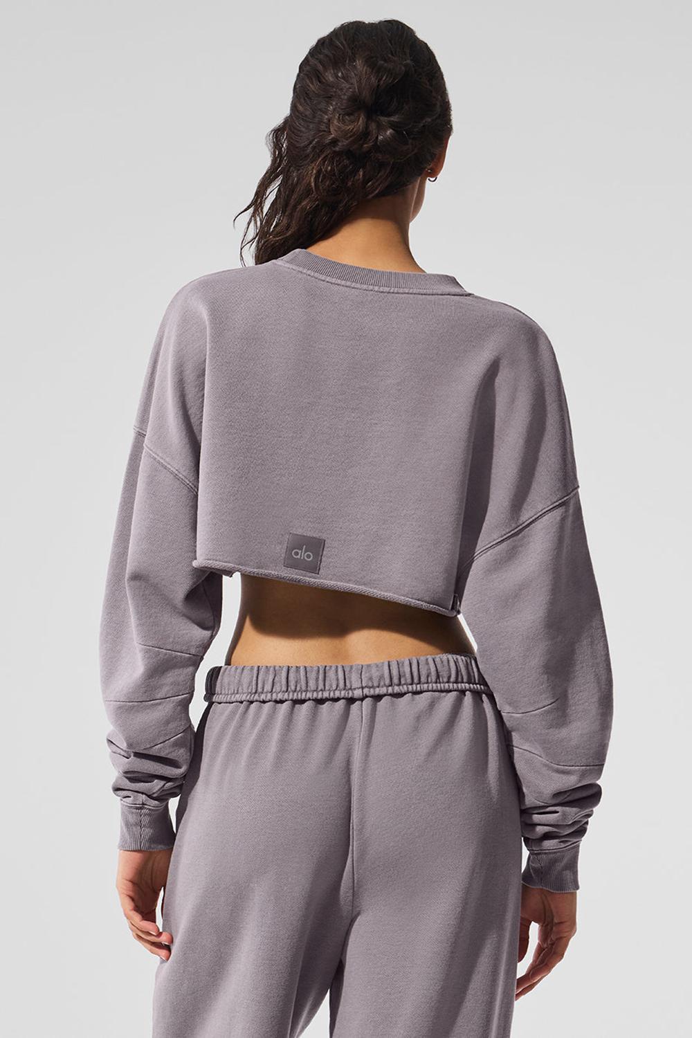 Pullover Alo Yoga Washed Extreme Cropped Mujer Gris Azules | Colombia  EBMG-24981
