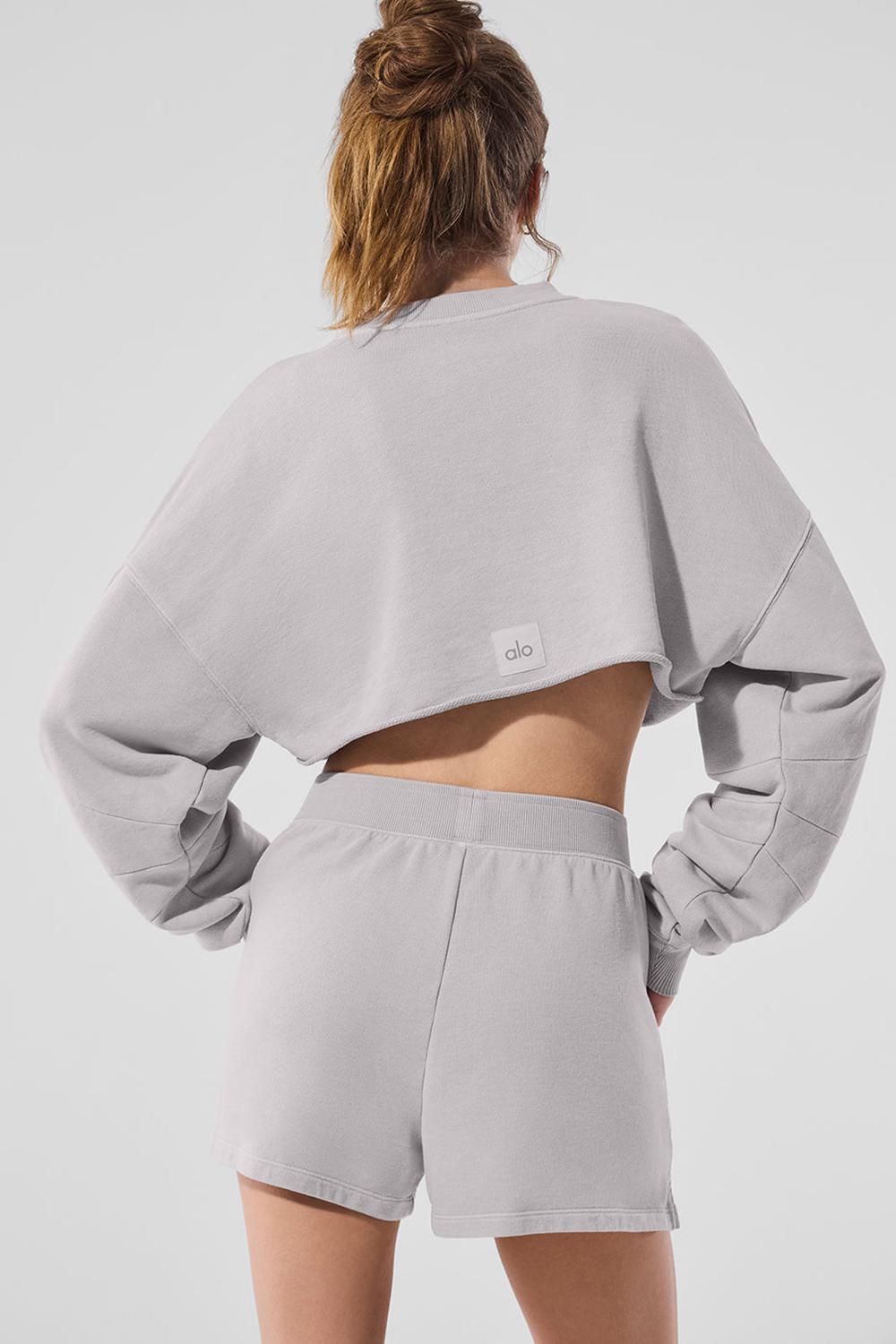 Pullover Alo Yoga Washed Extreme Cropped Mujer Gris Azules | Colombia  CPHV-15283