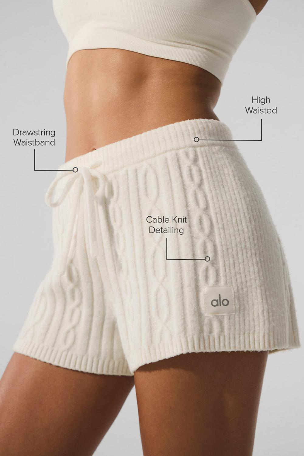 Short Alo Yoga Cable Knit Winter Bliss Mujer Ivory | Colombia  TUZP-15976