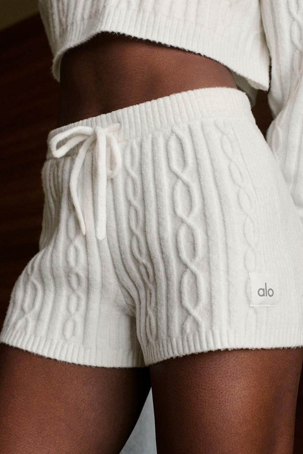 Short Alo Yoga Cable Knit Winter Bliss Mujer Ivory | Colombia  TUZP-15976
