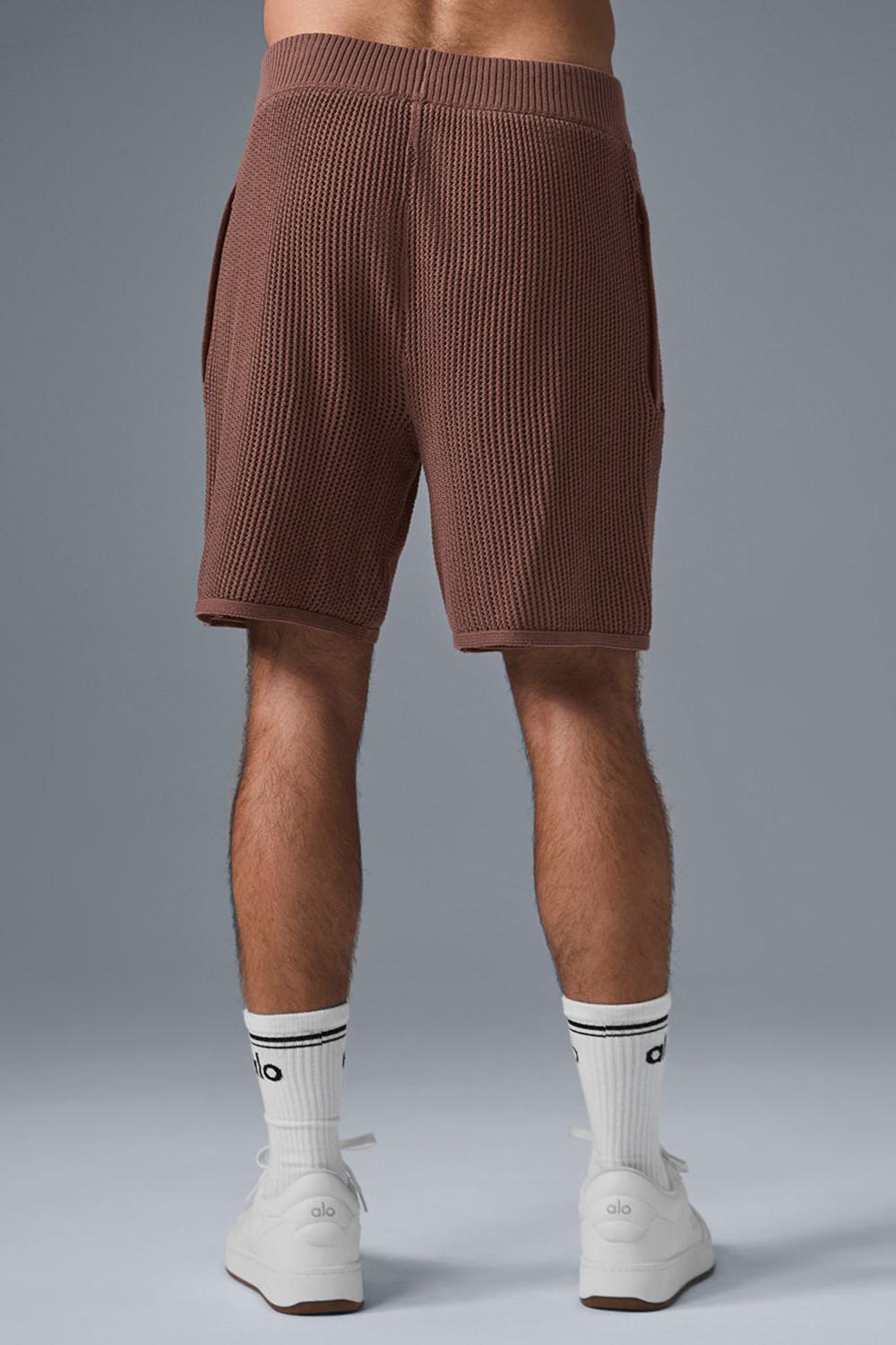 Short Alo Yoga Open-Knit Hombre Chestnut | Colombia  OBUG-85172