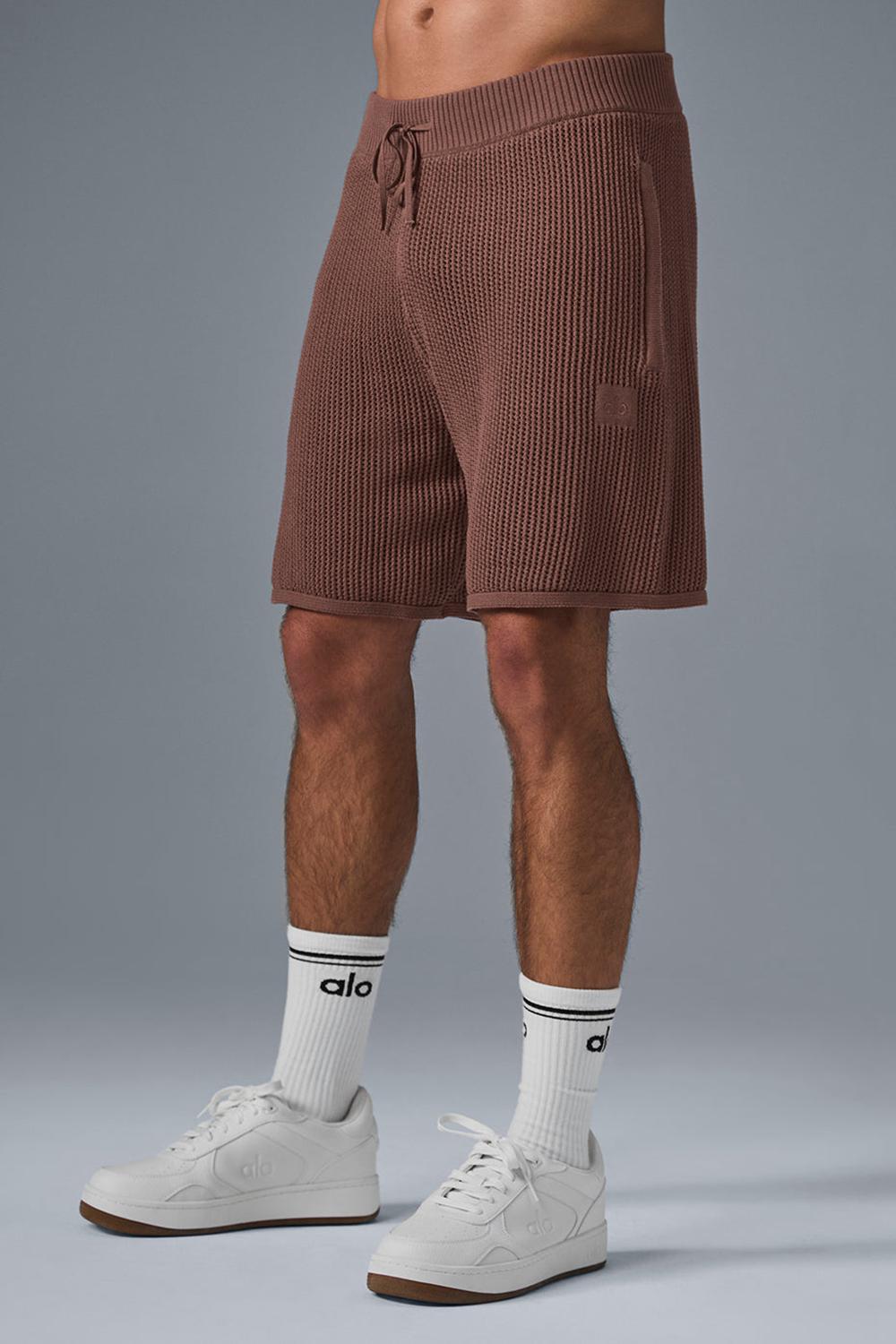 Short Alo Yoga Open-Knit Hombre Chestnut | Colombia  OBUG-85172
