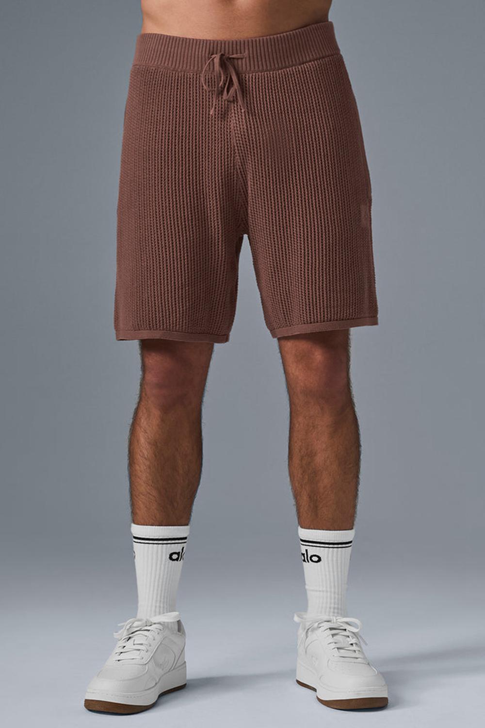 Short Alo Yoga Open-Knit Hombre Chestnut | Colombia  OBUG-85172