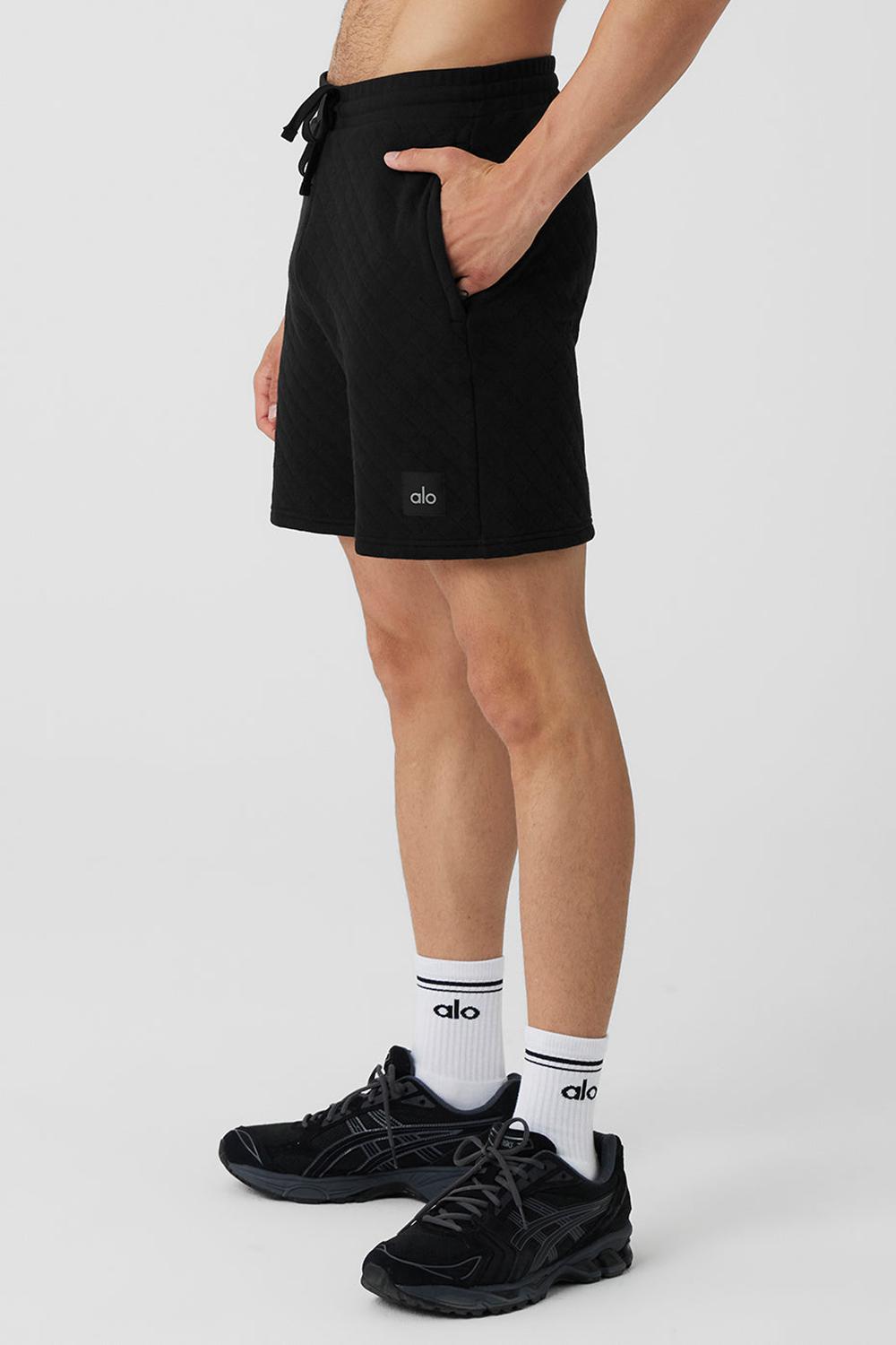 Short Alo Yoga Quilted Stadium Hombre Negras | Colombia  PNJR-15480