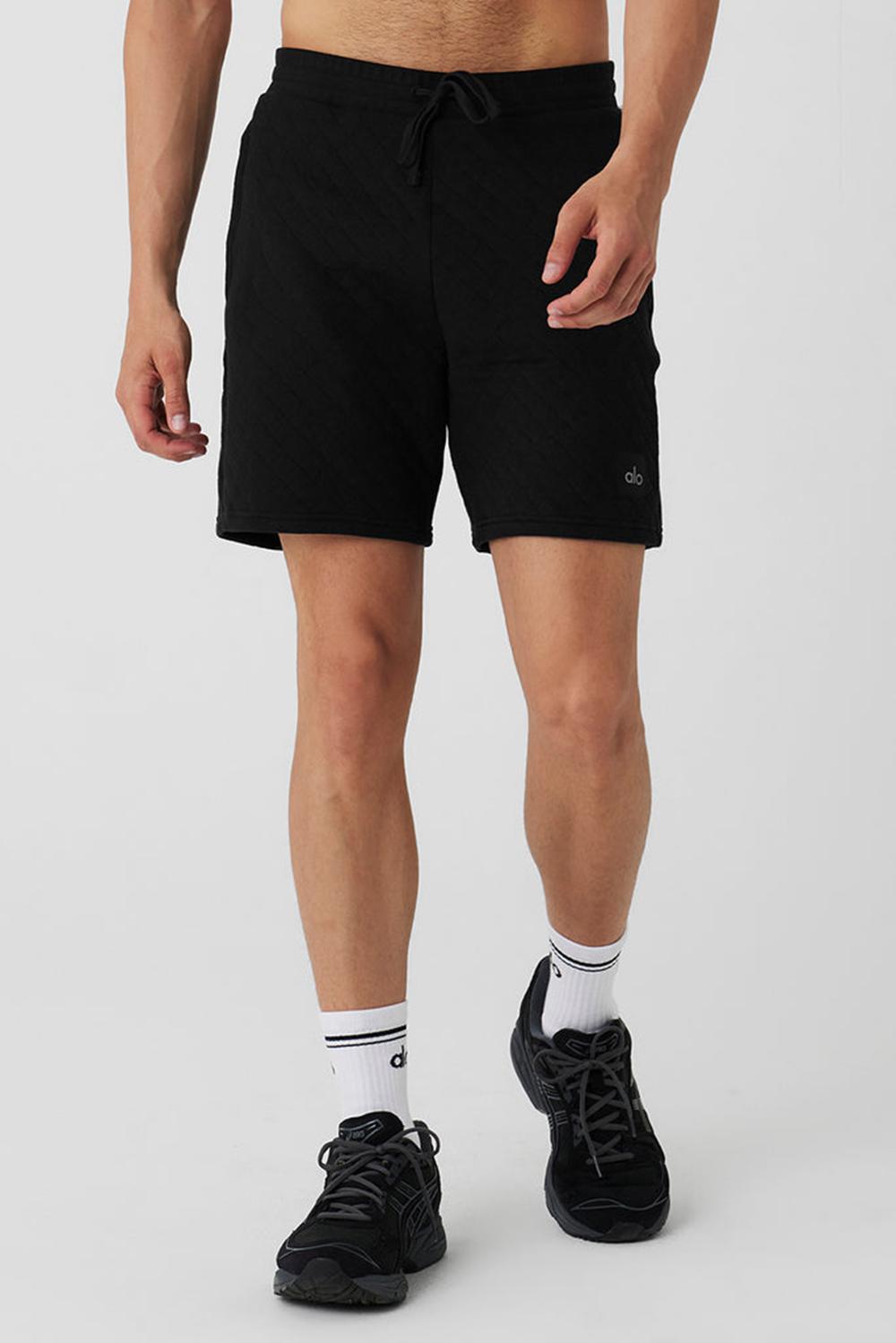 Short Alo Yoga Quilted Stadium Hombre Negras | Colombia  PNJR-15480