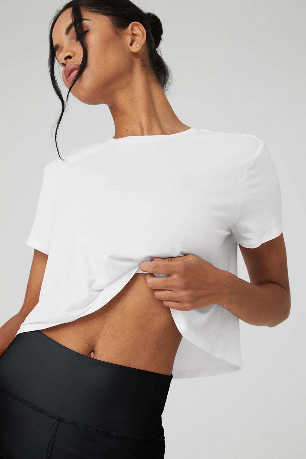 Short Sleeve Alo Yoga Cropped All Day Mujer Blancas | Colombia  KXQL-60234
