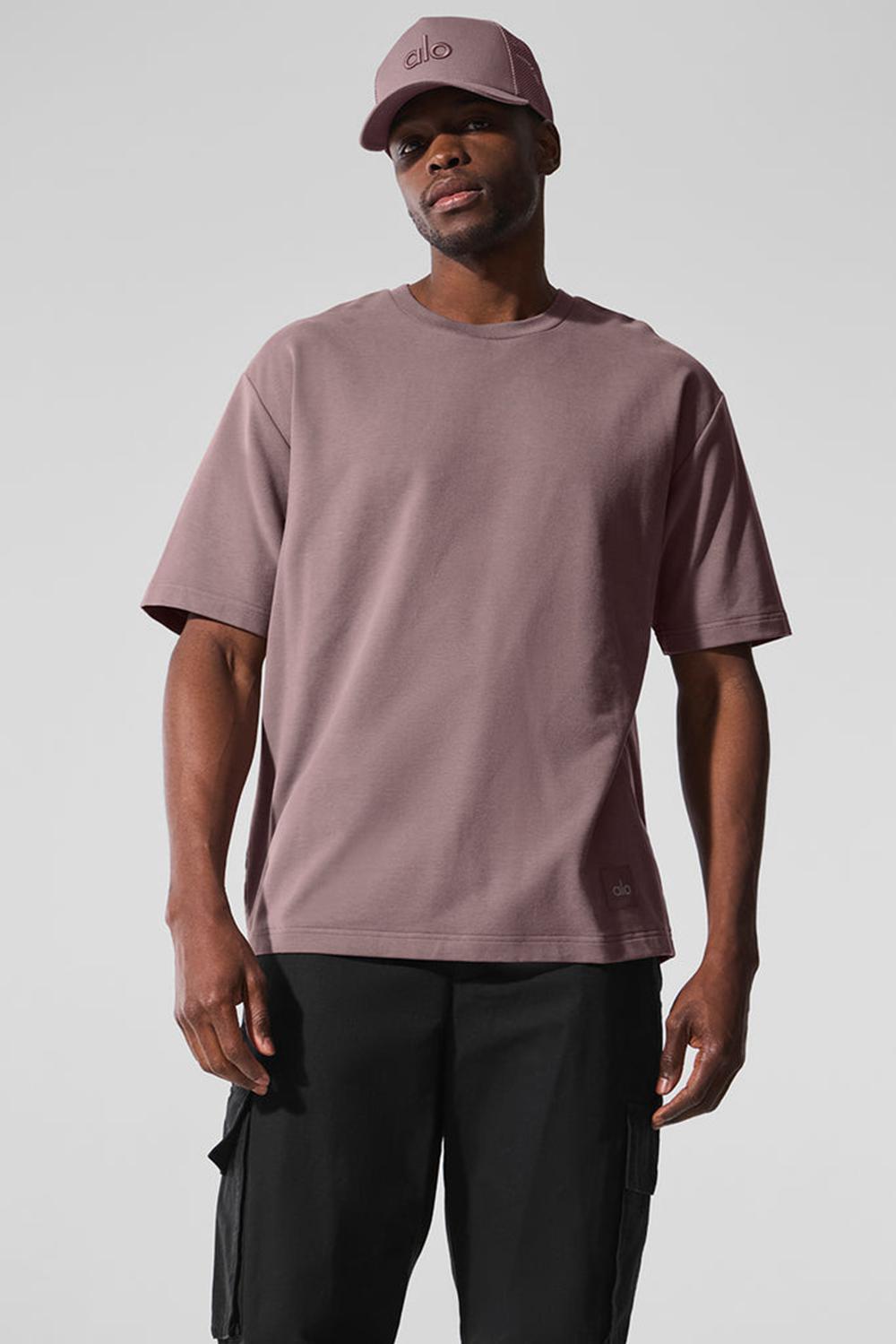 Short Sleeve Alo Yoga Double Take Hombre Mushroom | Colombia  LNCM-09437