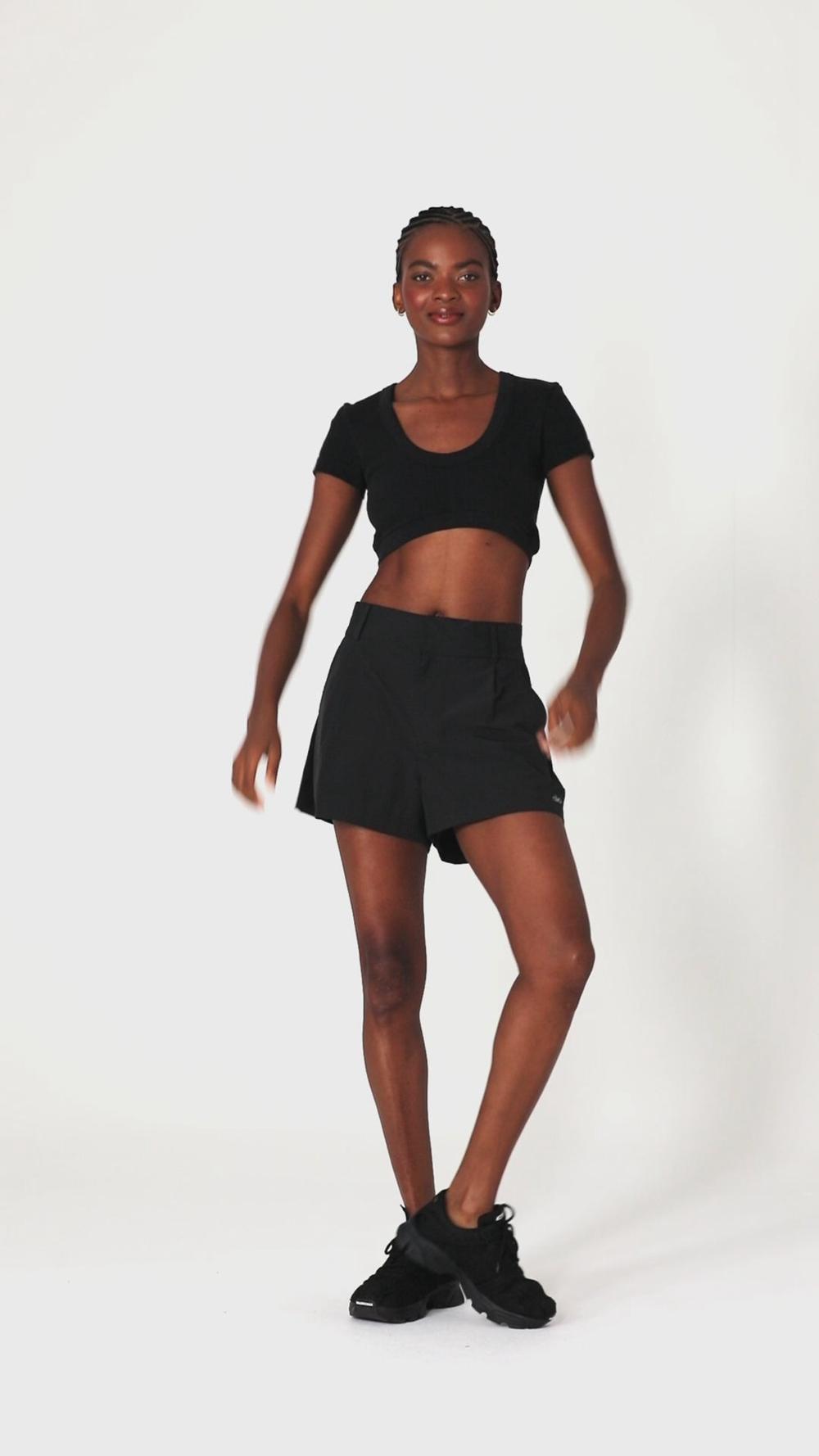 Short Sleeve Alo Yoga Seamless Ribbed Cropped Serene Mujer Negras | Colombia  KNDZ-86390