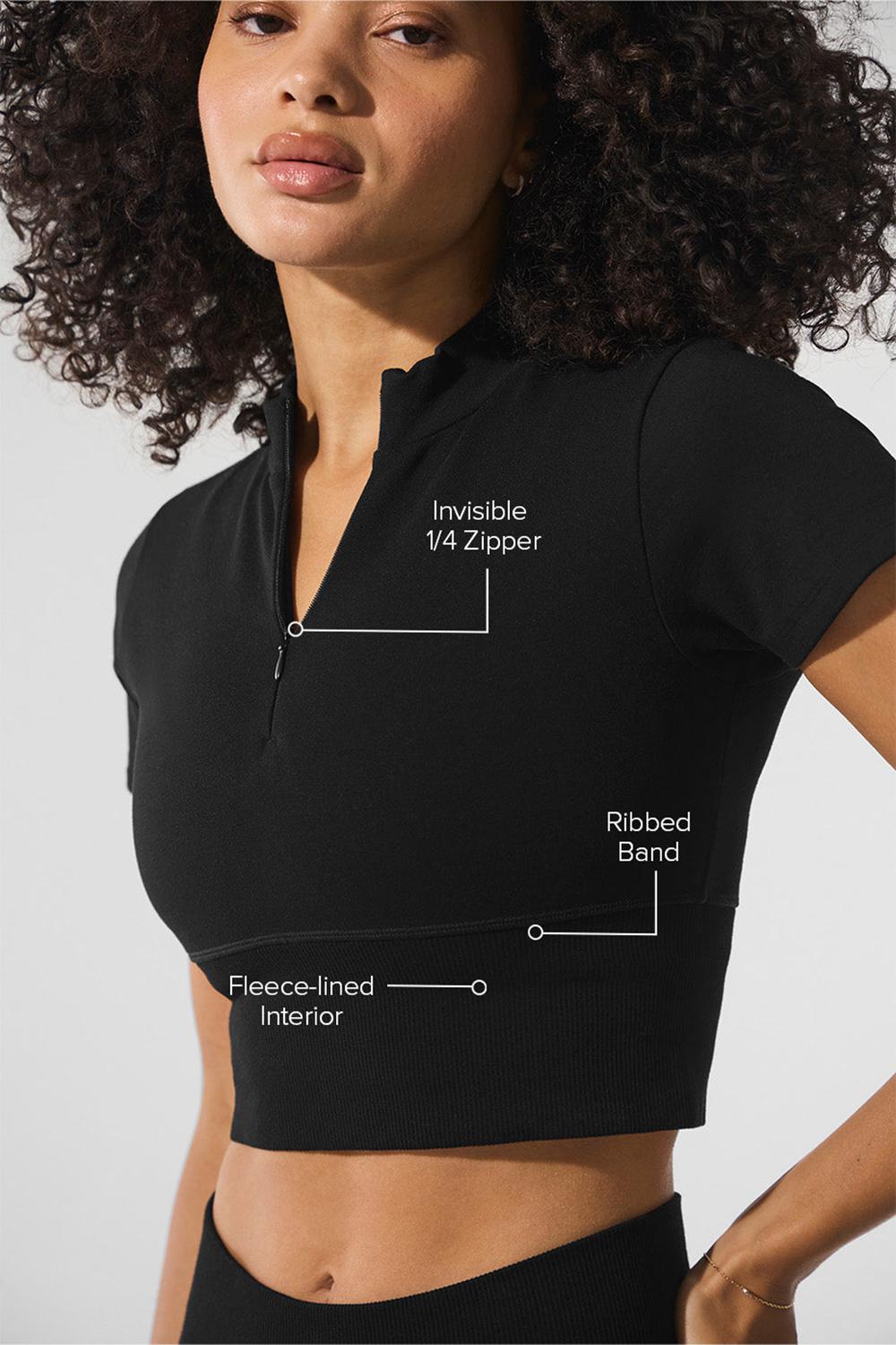 Short Sleeve Alo Yoga Seamless Winter Warm Plush Cropped Mujer Negras | Colombia  MIEL-14275