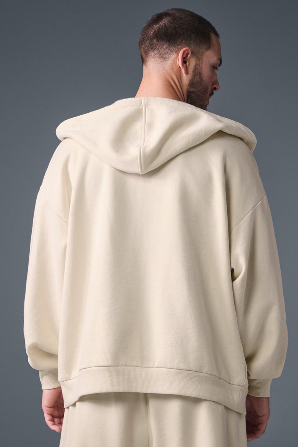 Sudadera con Capucha Alo Yoga Accolade Full Zip Hombre Oat Milk | Colombia  DANO-67405