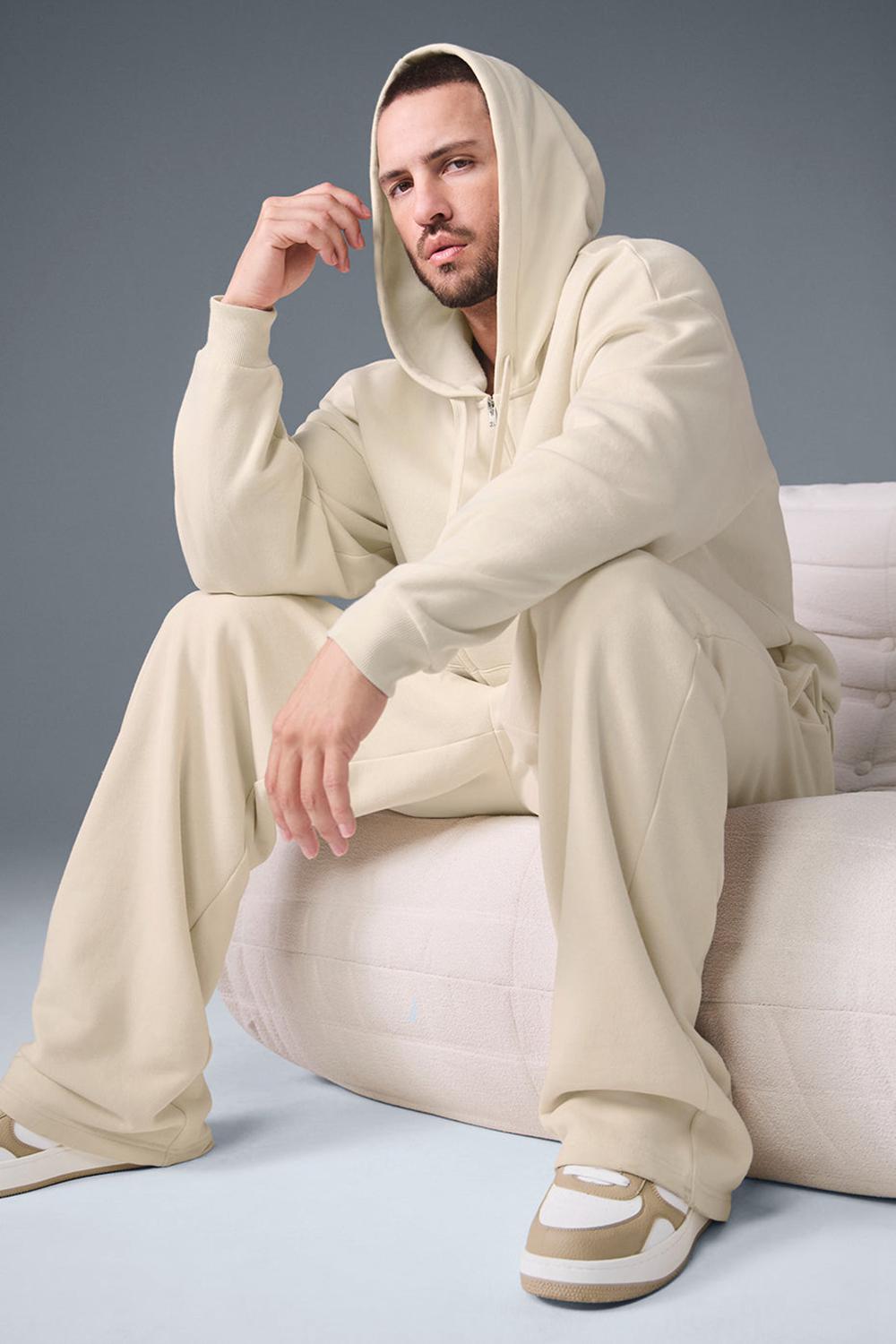Sudadera con Capucha Alo Yoga Accolade Full Zip Hombre Oat Milk | Colombia  DANO-67405