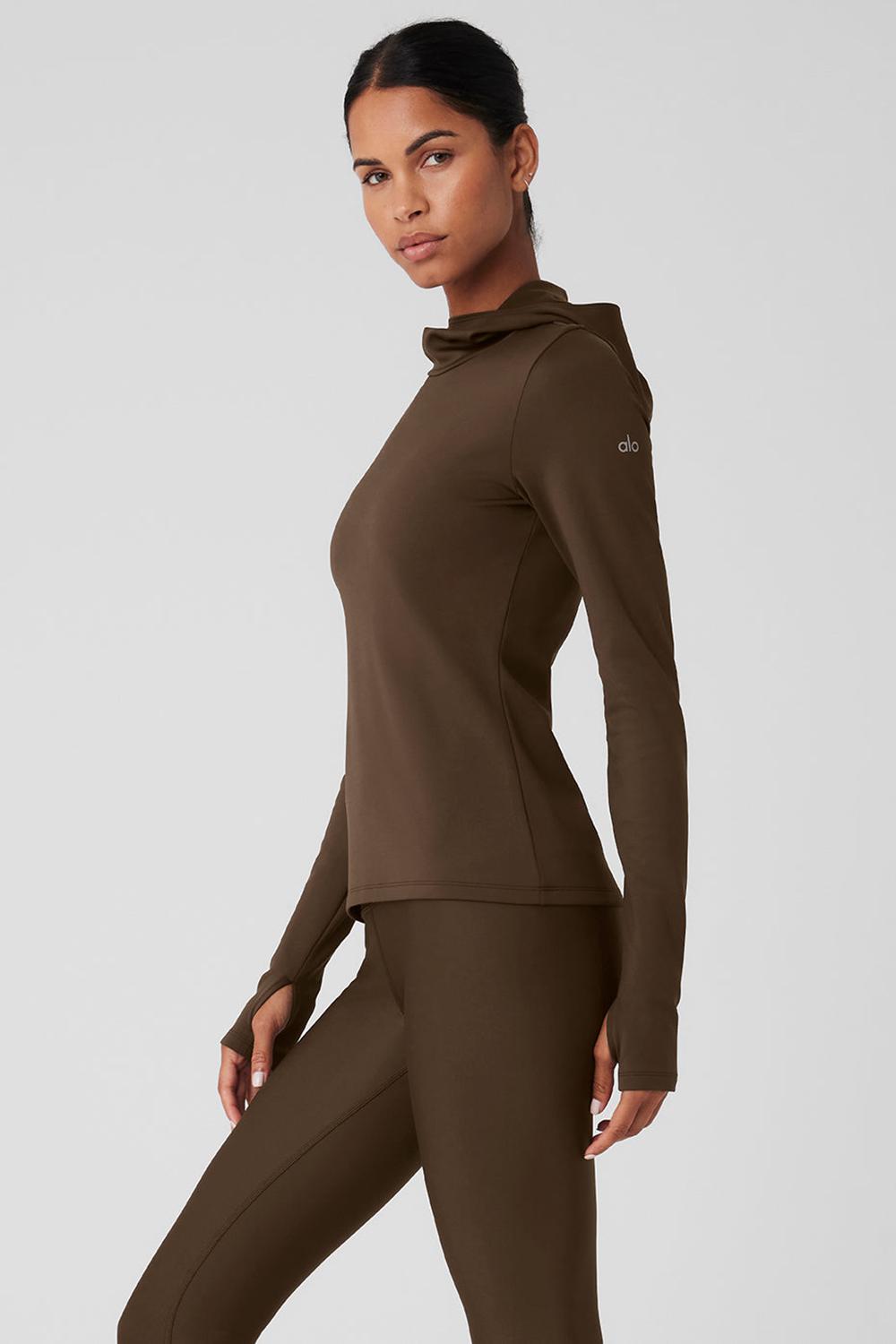 Sudadera con Capucha Alo Yoga Airlift Winter Warm Runner Mujer Espresso | Colombia  RFXP-20146
