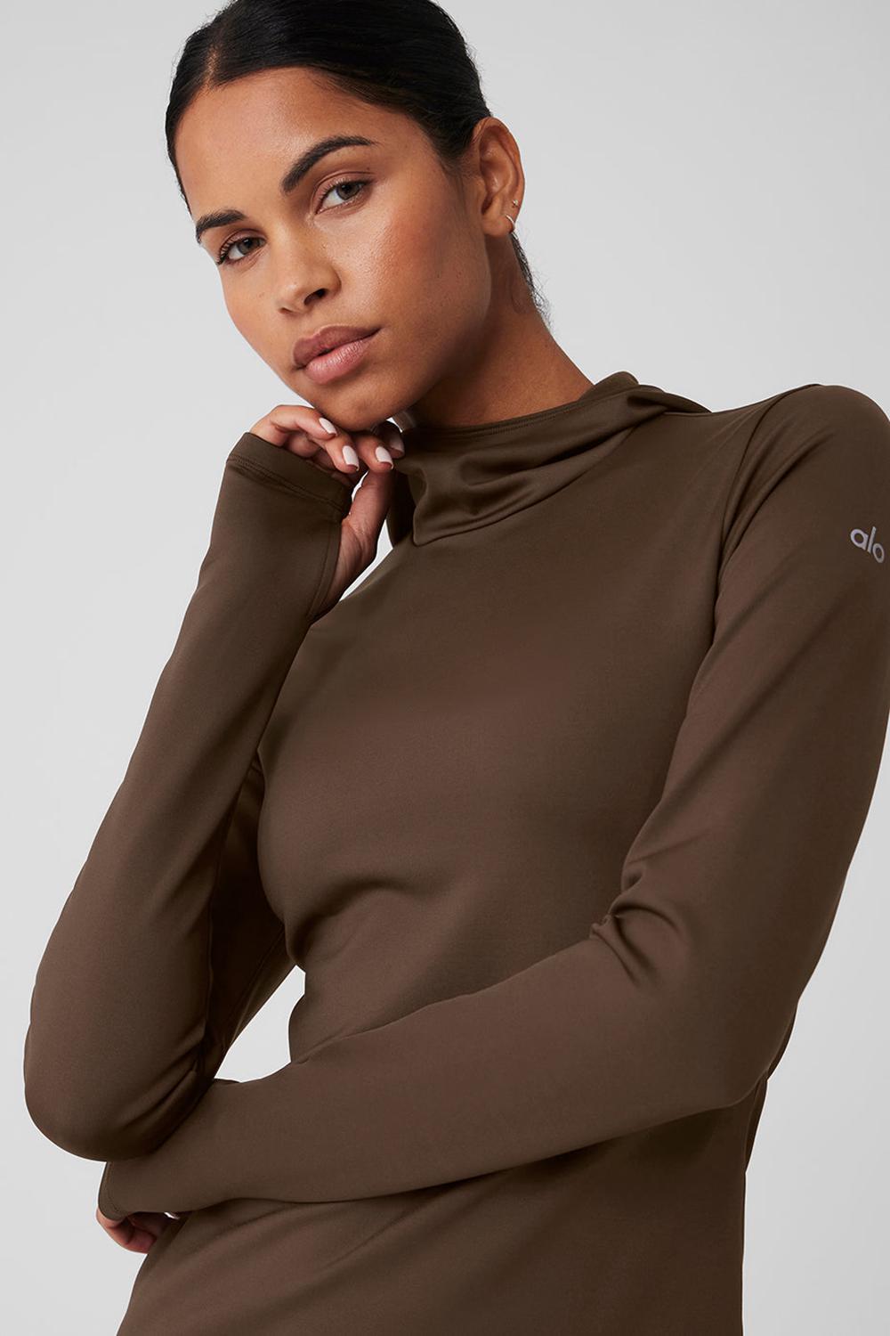 Sudadera con Capucha Alo Yoga Airlift Winter Warm Runner Mujer Espresso | Colombia  RFXP-20146