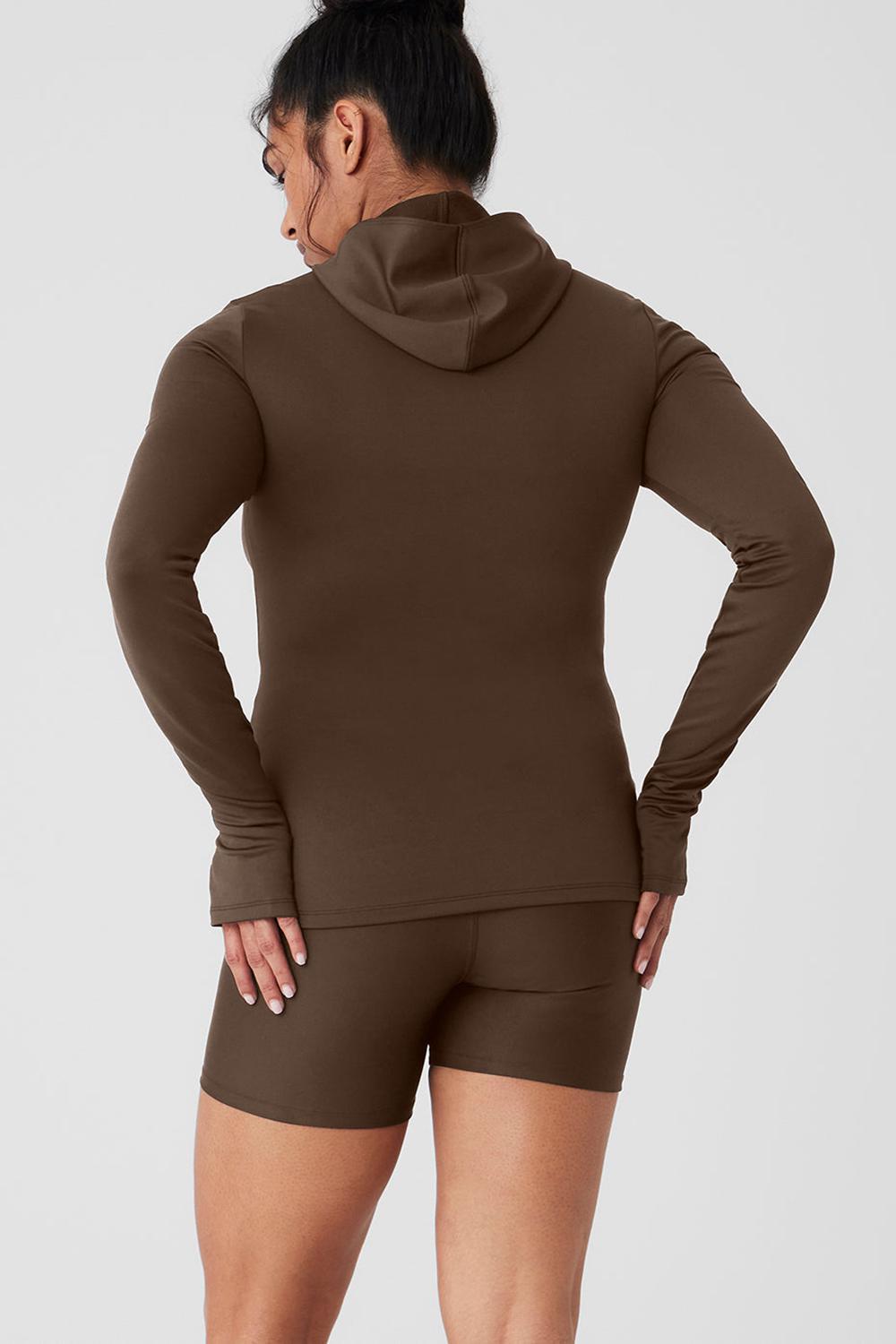 Sudadera con Capucha Alo Yoga Airlift Winter Warm Runner Mujer Espresso | Colombia  RFXP-20146