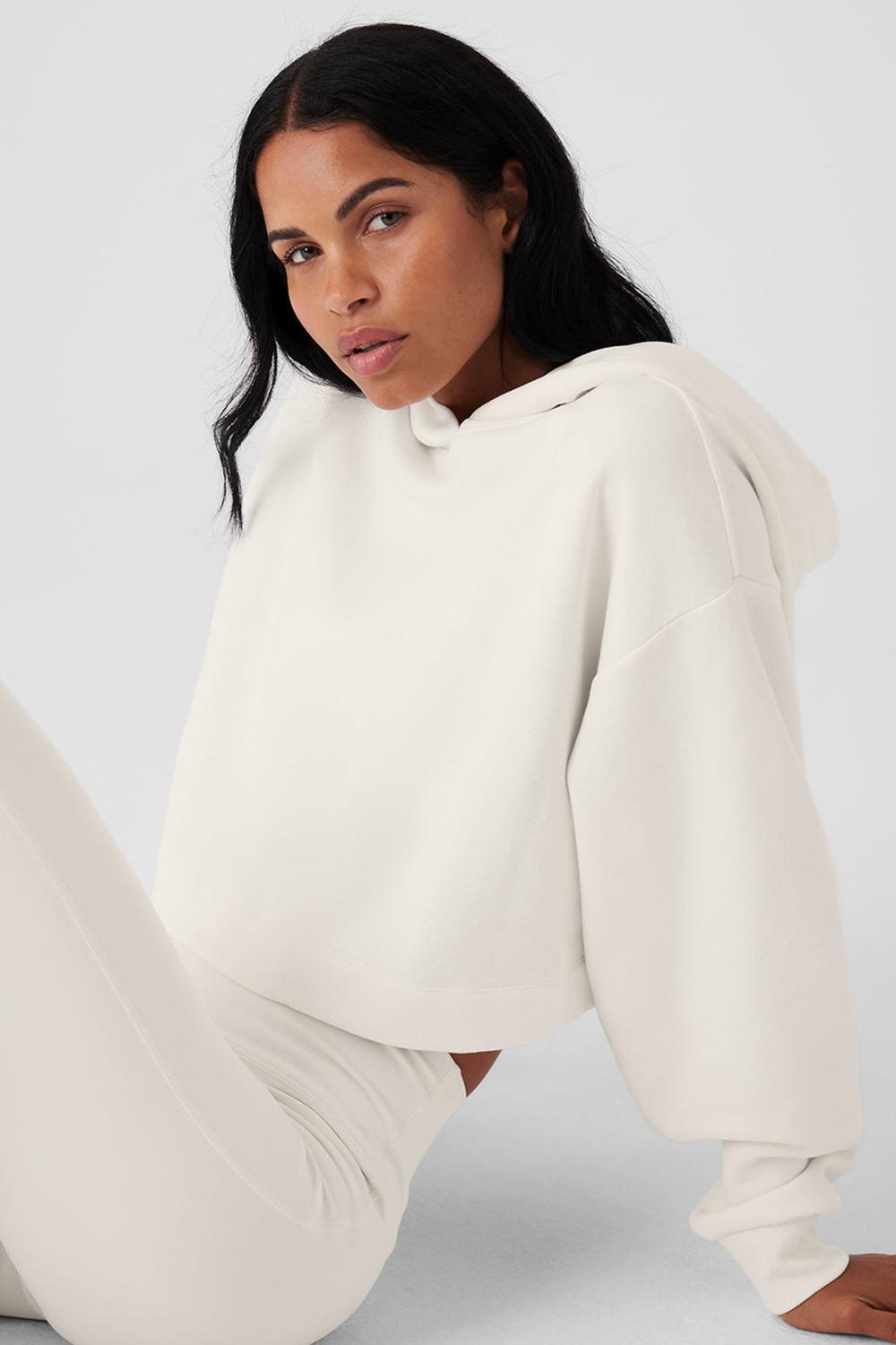 Sudadera con Capucha Alo Yoga Bae Mujer Ivory | Colombia  EBZA-34087