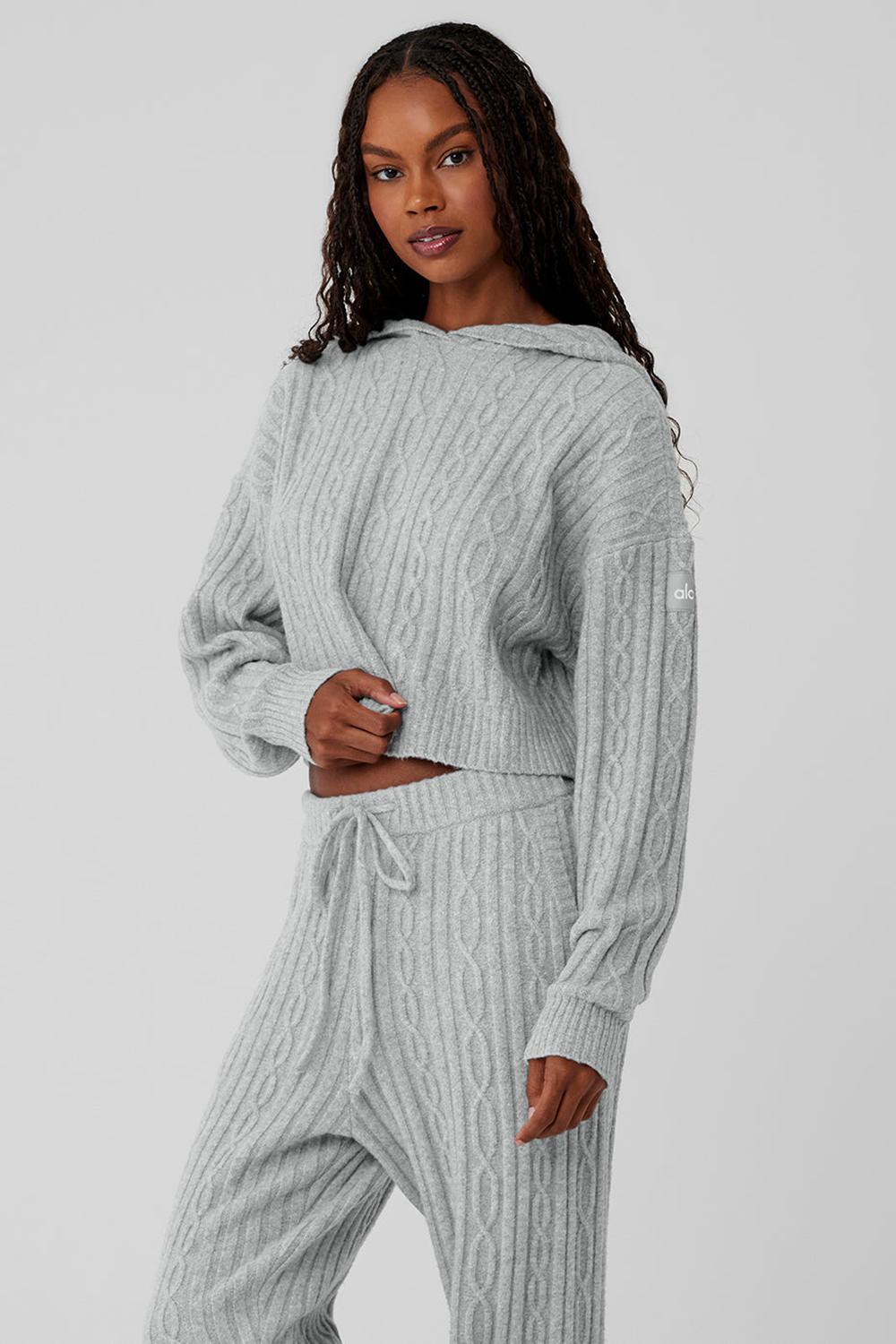 Sudadera con Capucha Alo Yoga Cable Knit Winter Bliss Mujer Gris | Colombia  QXKO-50489