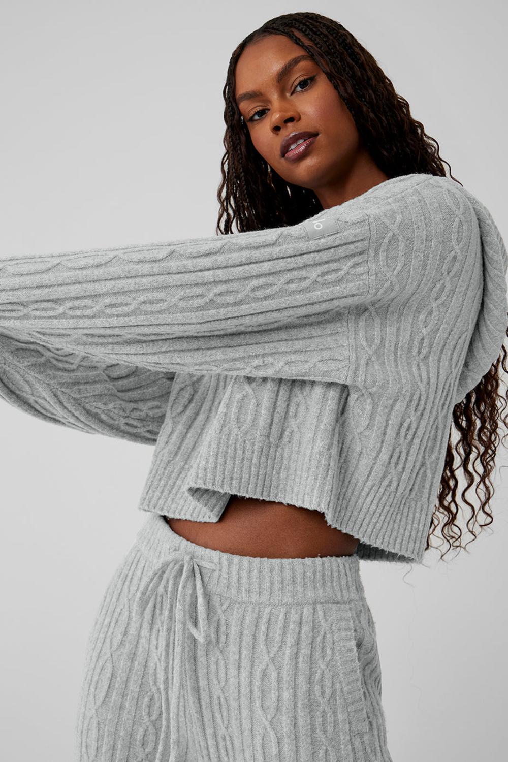 Sudadera con Capucha Alo Yoga Cable Knit Winter Bliss Mujer Gris | Colombia  QXKO-50489
