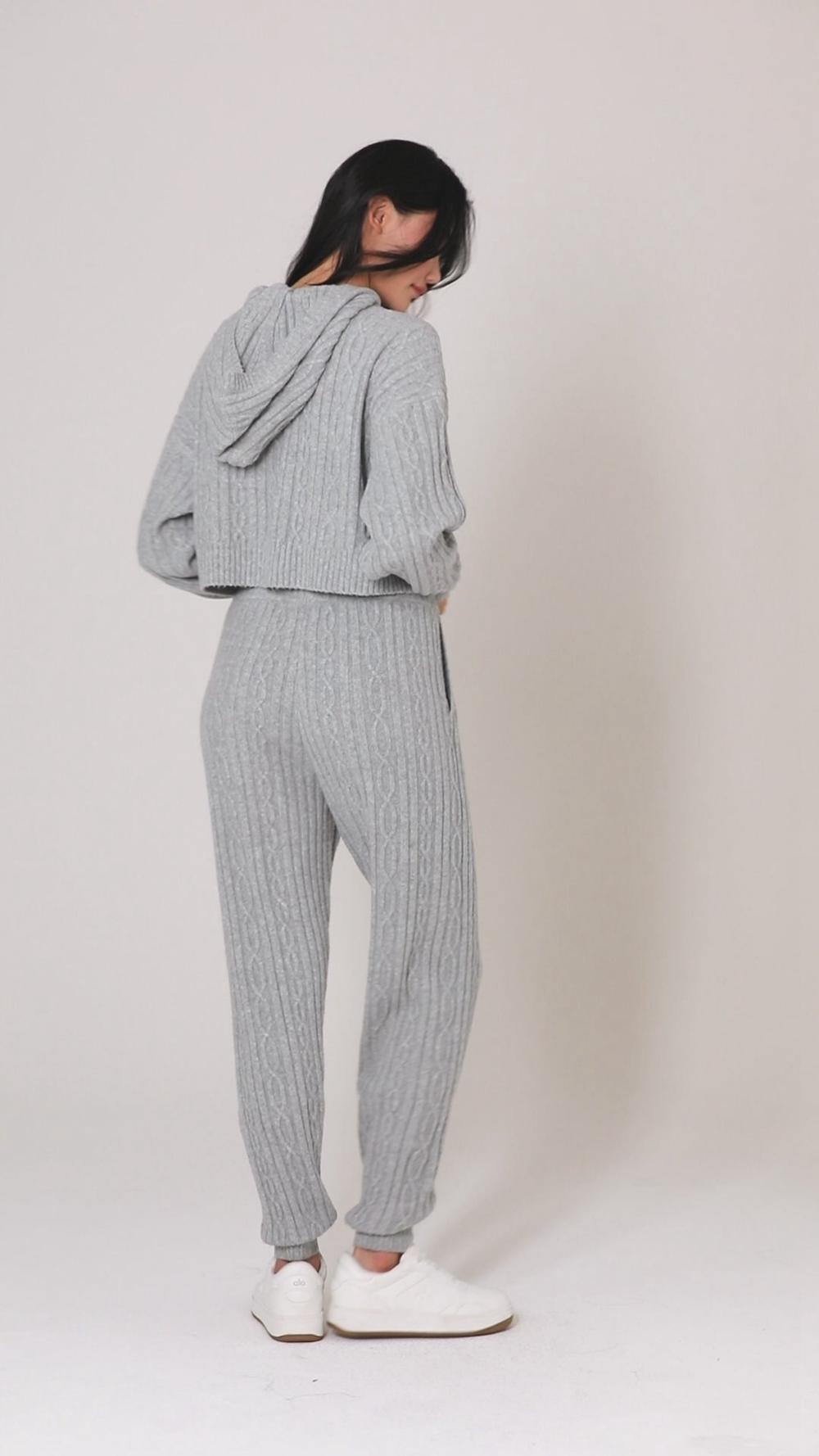 Sudadera con Capucha Alo Yoga Cable Knit Winter Bliss Mujer Gris | Colombia  QXKO-50489