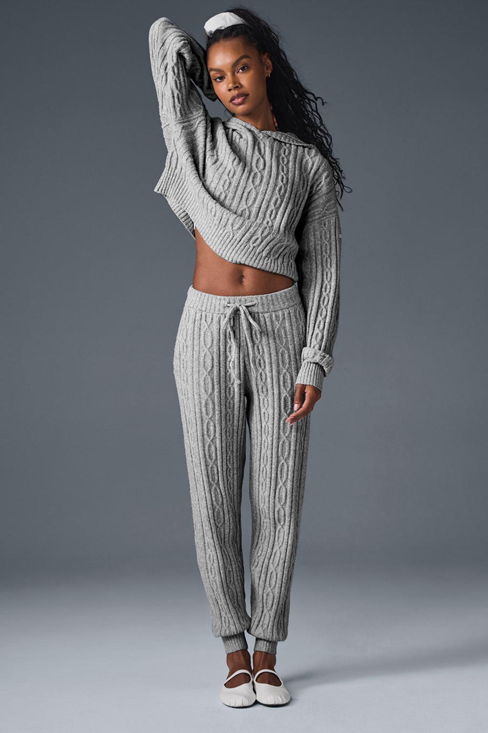 Sudadera con Capucha Alo Yoga Cable Knit Winter Bliss Mujer Gris | Colombia  QXKO-50489