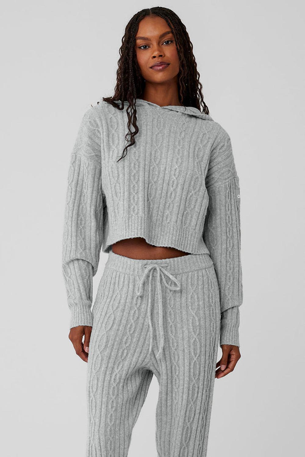 Sudadera con Capucha Alo Yoga Cable Knit Winter Bliss Mujer Gris | Colombia  QXKO-50489