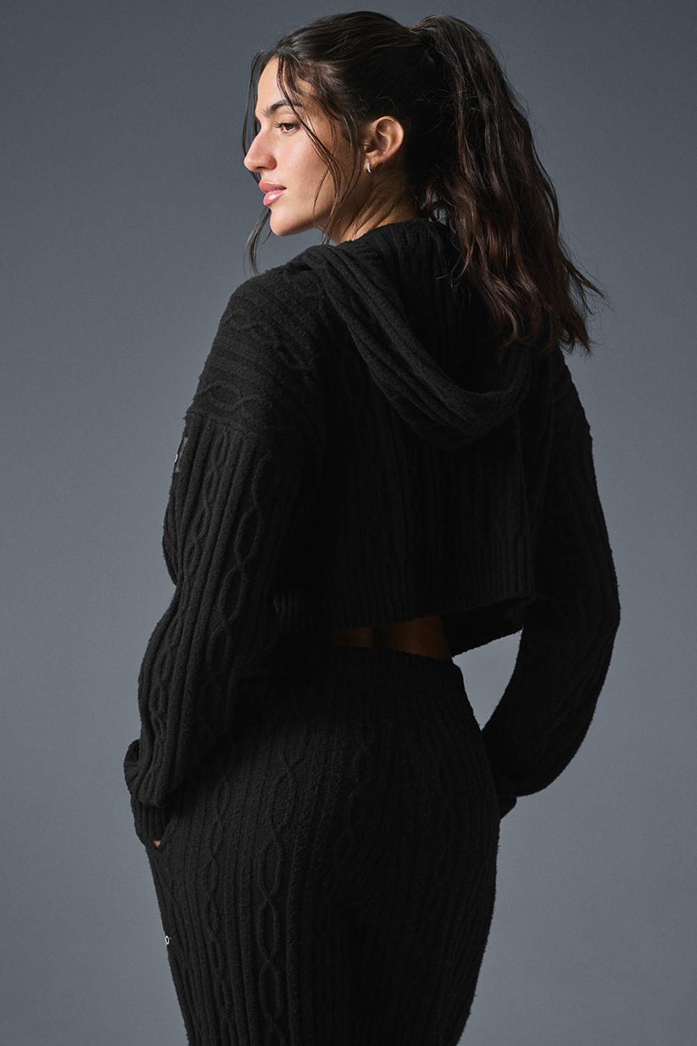 Sudadera con Capucha Alo Yoga Cable Knit Winter Bliss Mujer Negras | Colombia  XNQB-40579