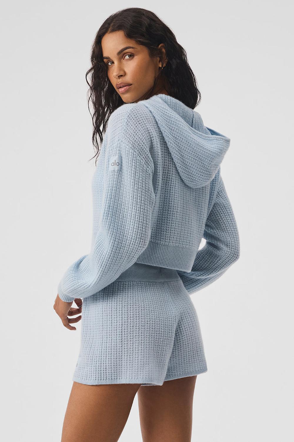 Sudadera con Capucha Alo Yoga Cashmere Plush Waffle Full Zip Mujer Azules | Colombia  ZYCH-64190