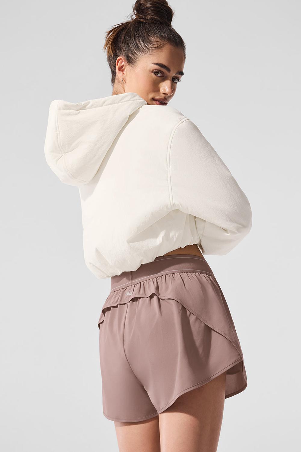 Sudadera con Capucha Alo Yoga Cropped Mountain Peak Full-Zip Mujer Ivory | Colombia  KCWE-48092