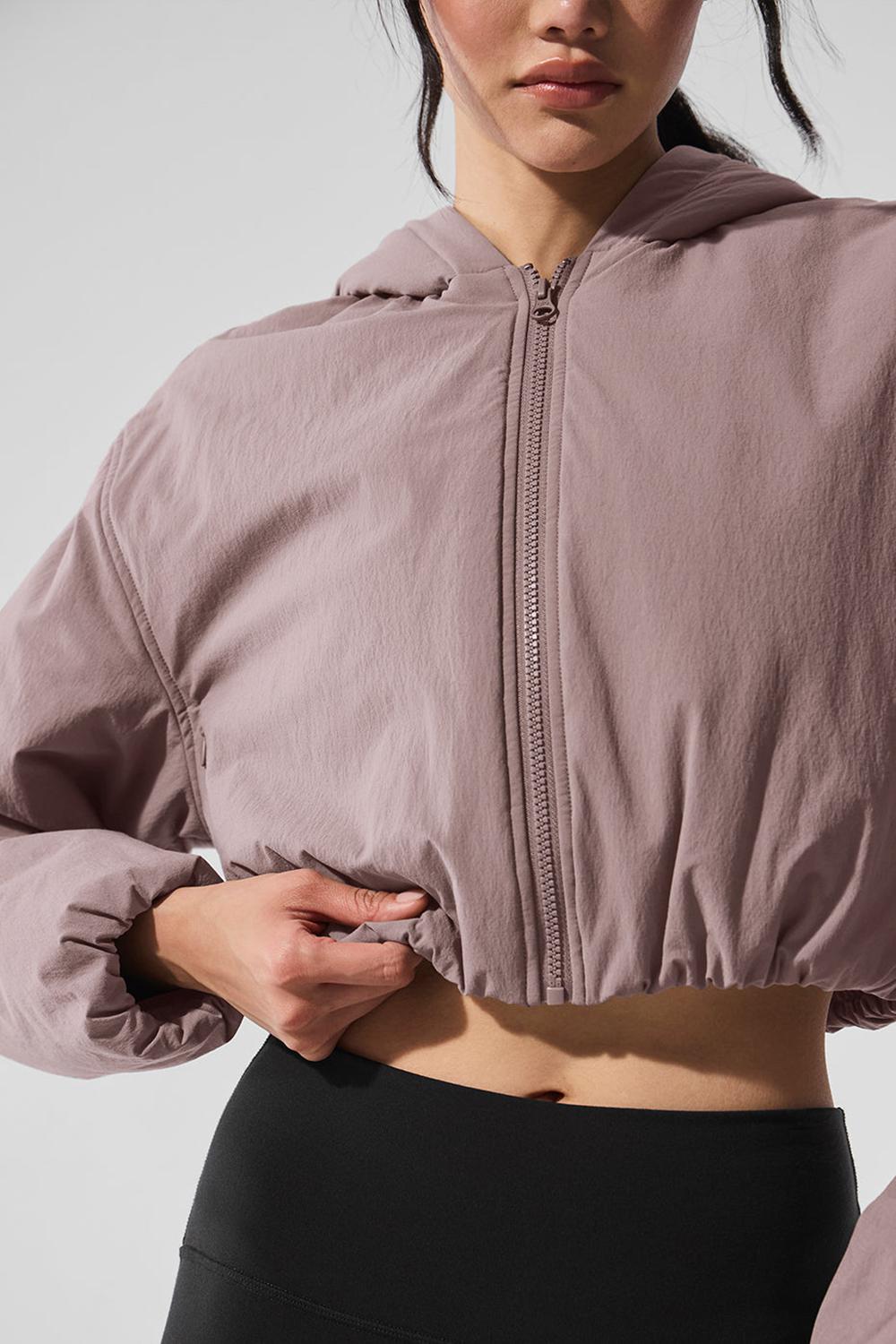 Sudadera con Capucha Alo Yoga Cropped Mountain Peak Full-Zip Mujer Mushroom | Colombia  SPHL-43201