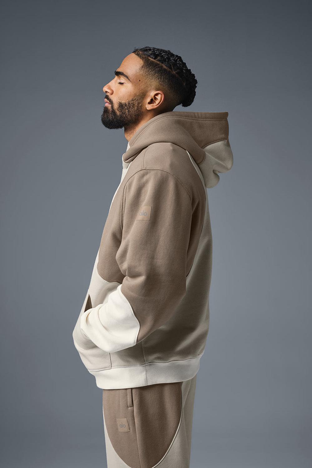 Sudadera con Capucha Alo Yoga Make Waves Hombre Ivory / Bone / Gravel | Colombia  RVJP-37046