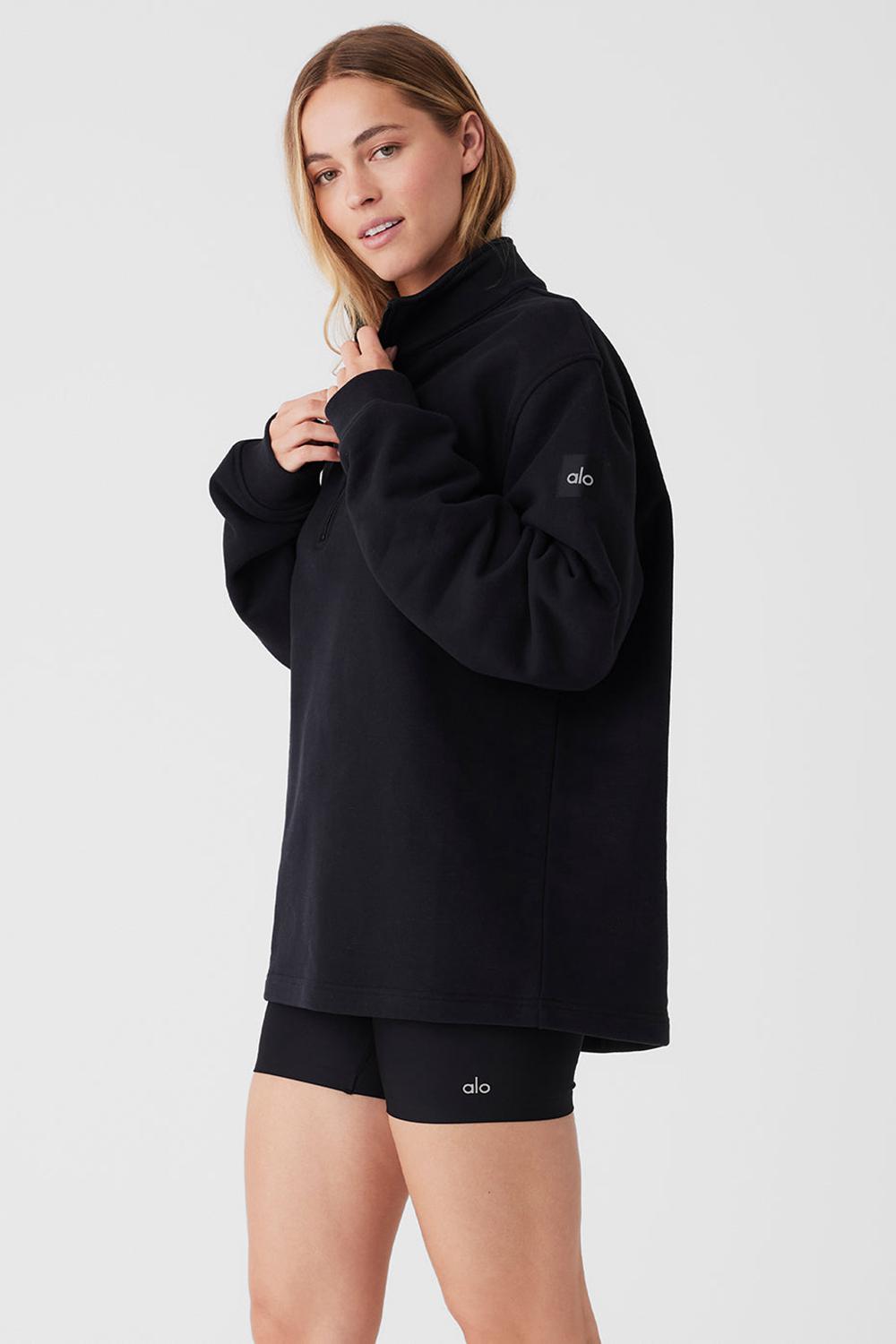 Sudadera con Capucha Alo Yoga Renown Heavy Weight 1/4 Zip Mujer Negras | Colombia  BACW-47328