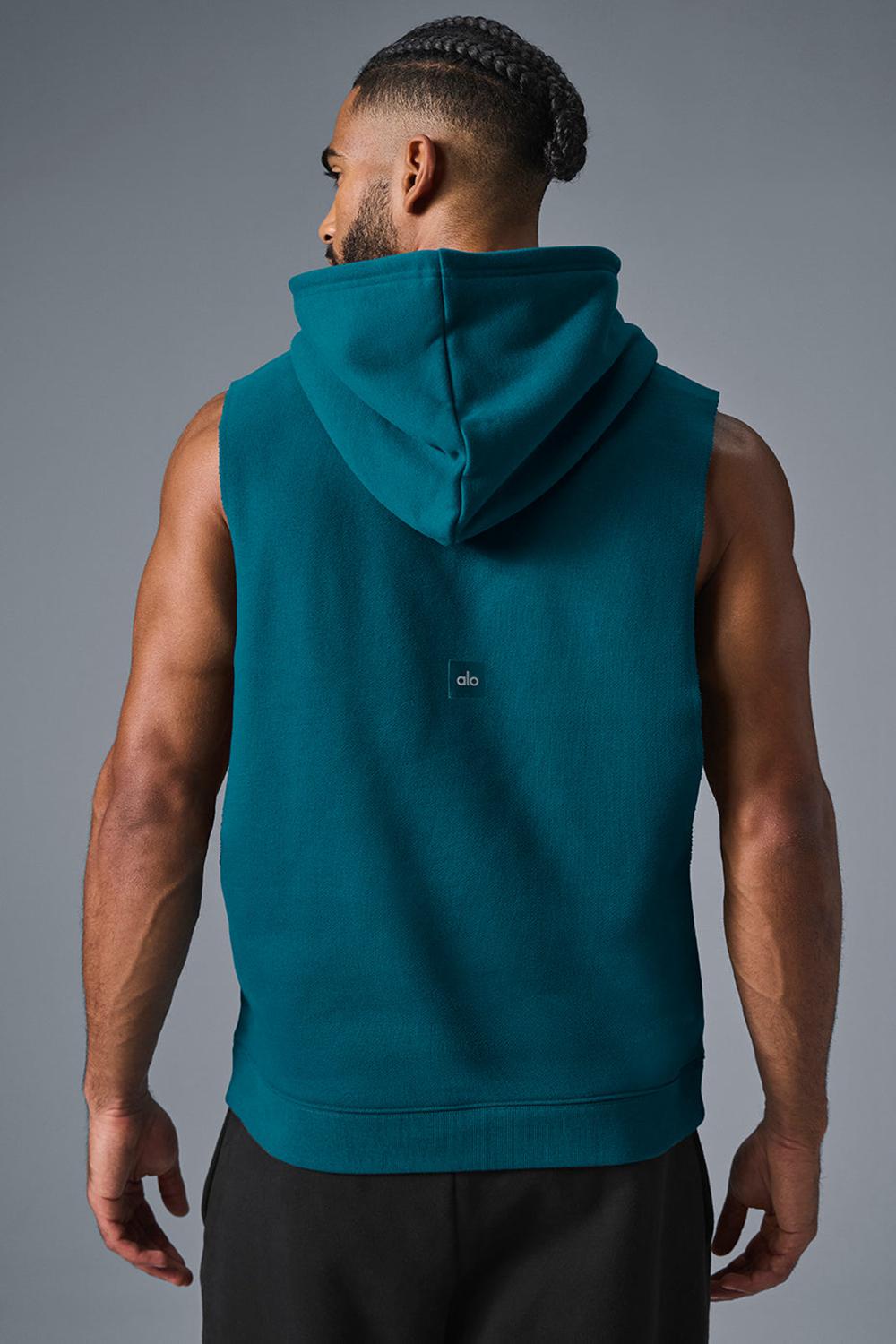 Sudadera con Capucha Alo Yoga Renown Sleeveless Hombre Oceanic Teal | Colombia  LYQD-19048