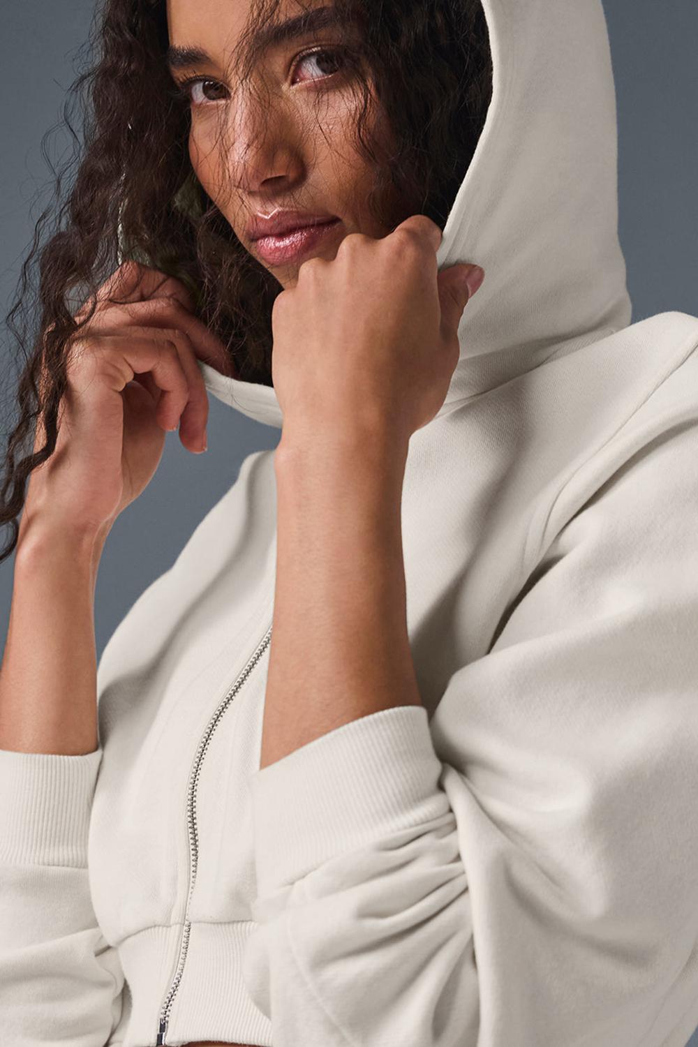 Sudadera con Capucha Alo Yoga Sweet Escape Zip Up Mujer Ivory | Colombia  BLNA-57360