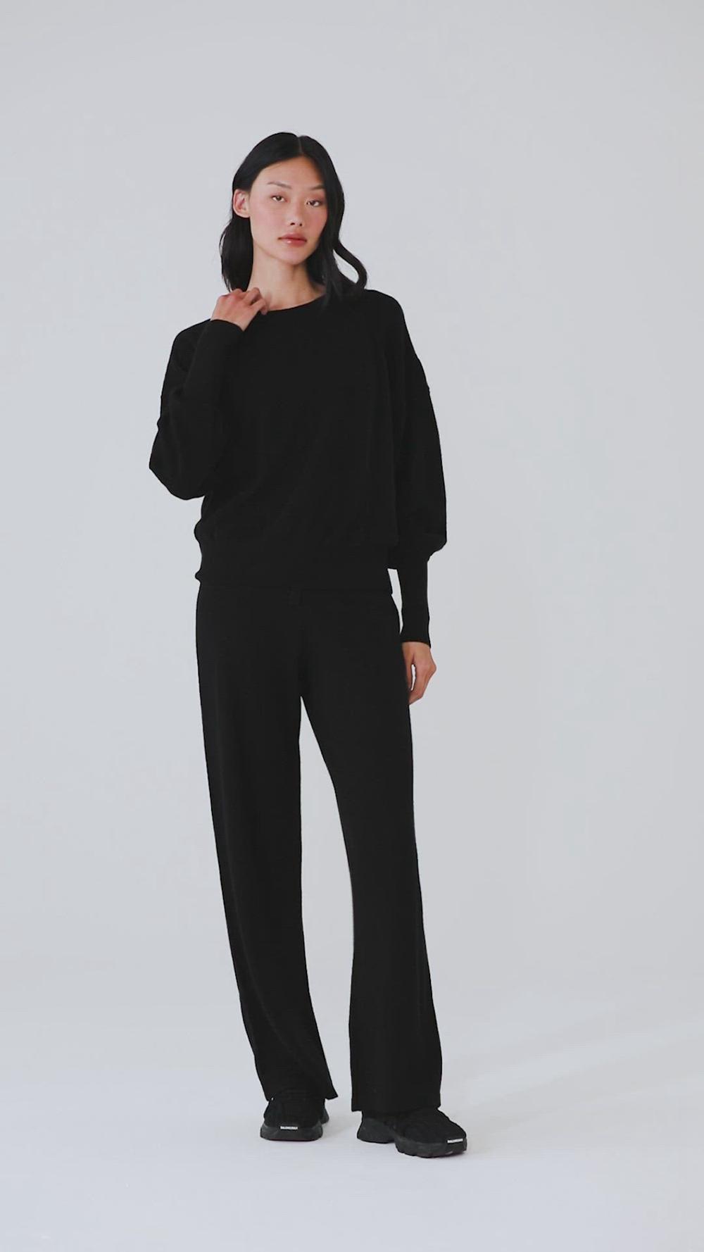 Sudaderas Alo Yoga Cashmere Jet Set Crew Mujer Negras | Colombia  NHXU-72341