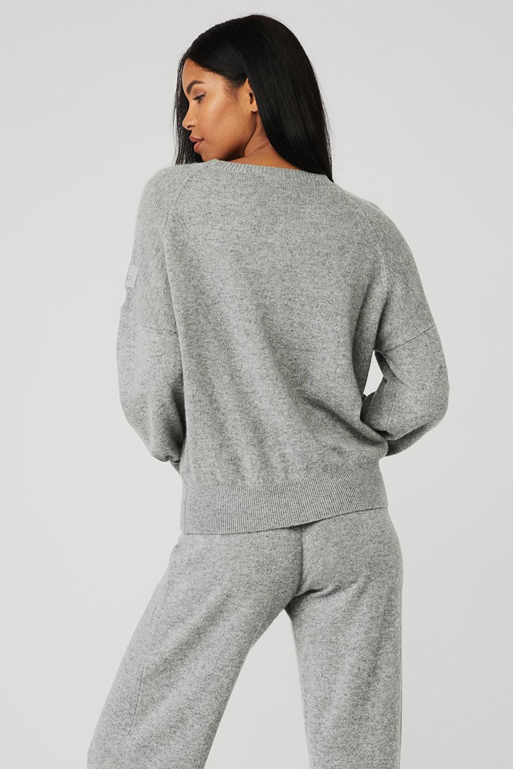 Sudaderas Alo Yoga Cashmere Jet Set Crew Mujer Gris | Colombia  JUZG-69851