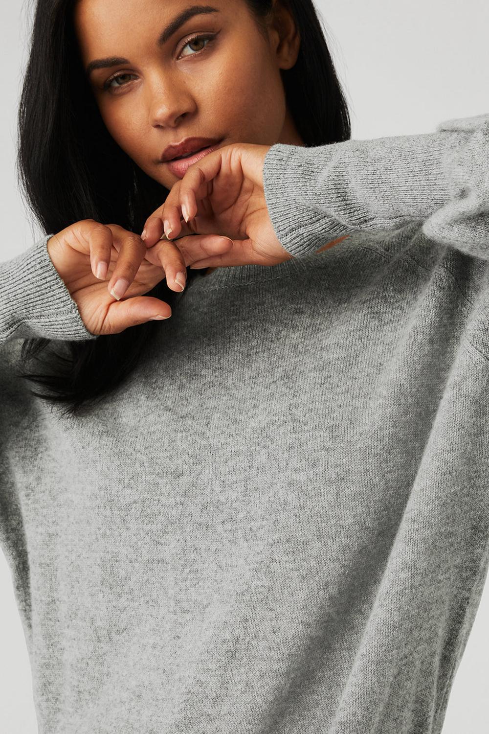 Sudaderas Alo Yoga Cashmere Jet Set Crew Mujer Gris | Colombia  JUZG-69851