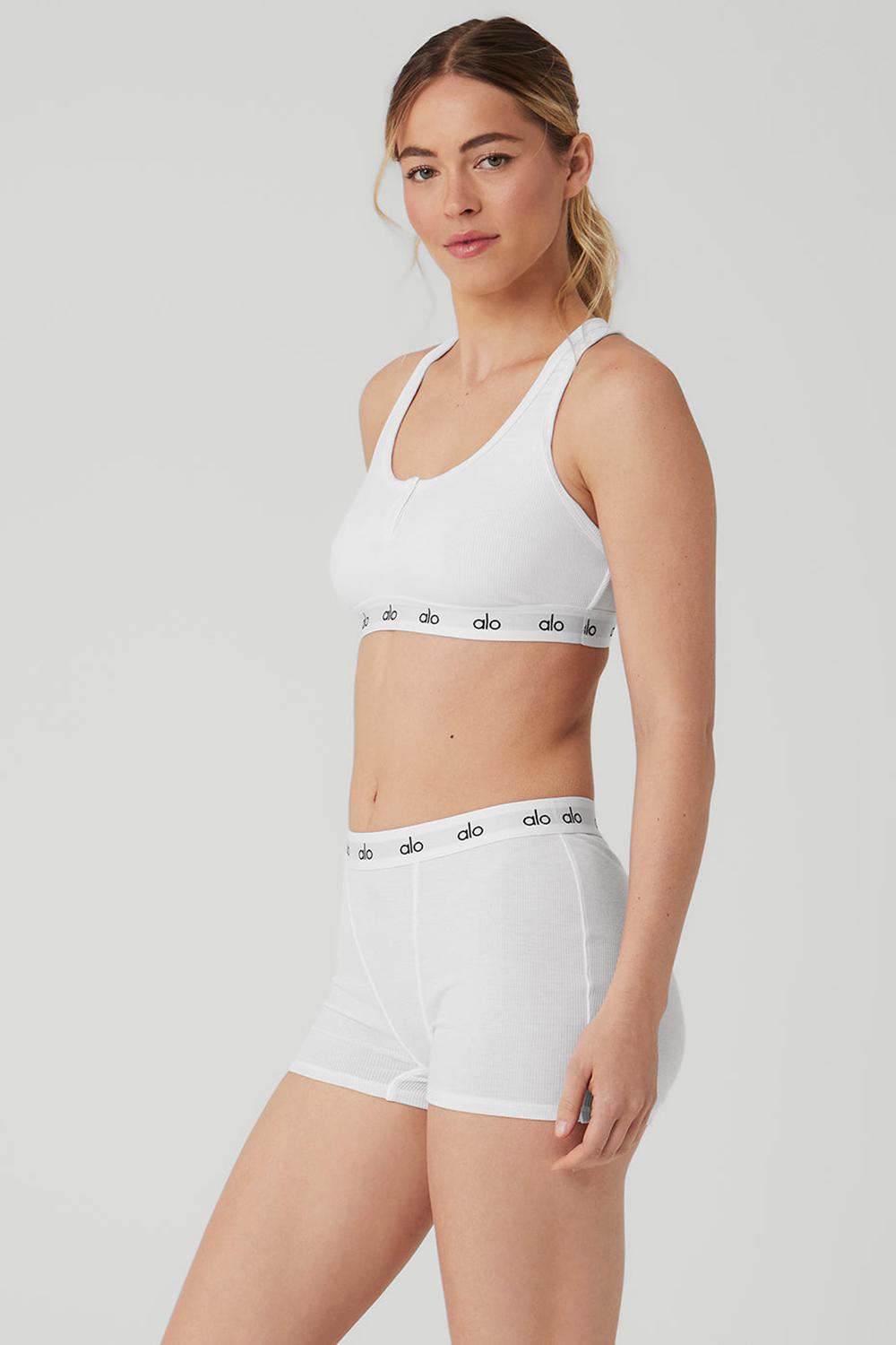 Sujetador Deportivo Alo Yoga Icon Ribbed Henley Mujer Blancas | Colombia  URJX-09178