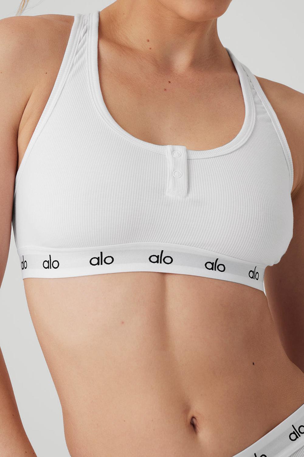 Sujetador Deportivo Alo Yoga Icon Ribbed Henley Mujer Blancas | Colombia  URJX-09178