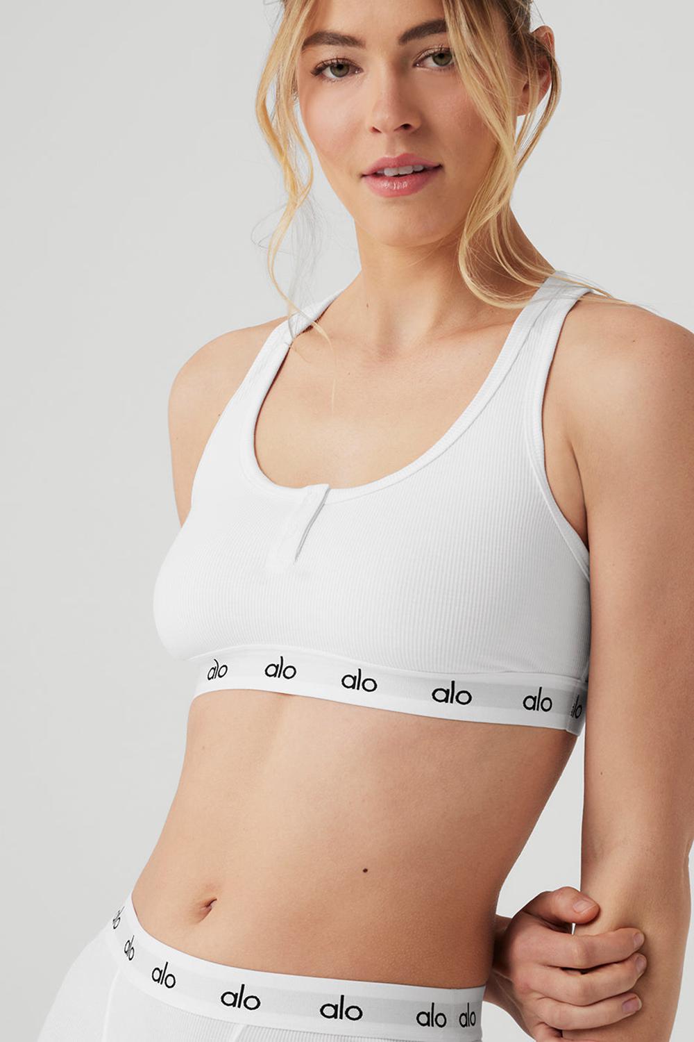 Sujetador Deportivo Alo Yoga Icon Ribbed Henley Mujer Blancas | Colombia  URJX-09178