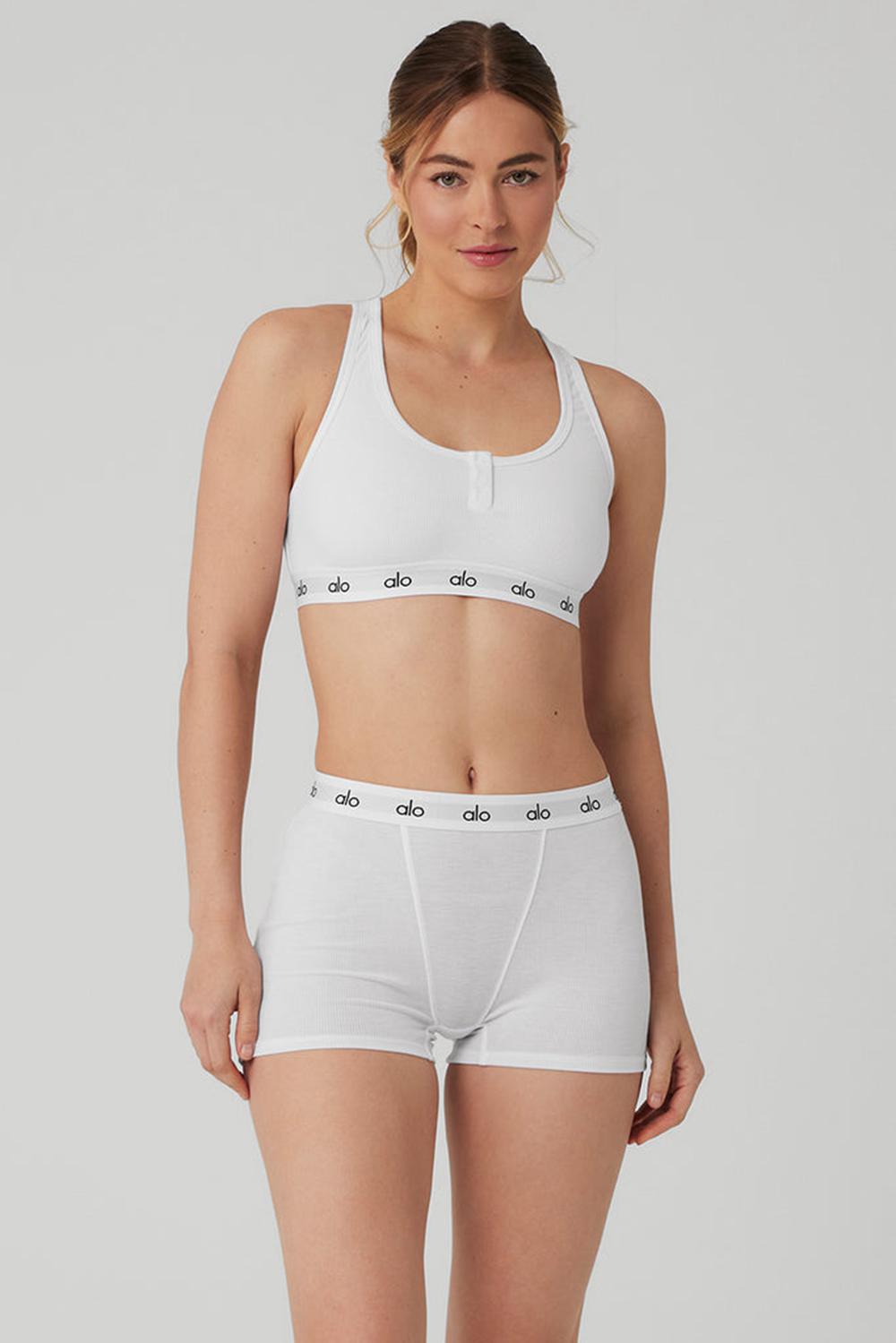 Sujetador Deportivo Alo Yoga Icon Ribbed Henley Mujer Blancas | Colombia  URJX-09178