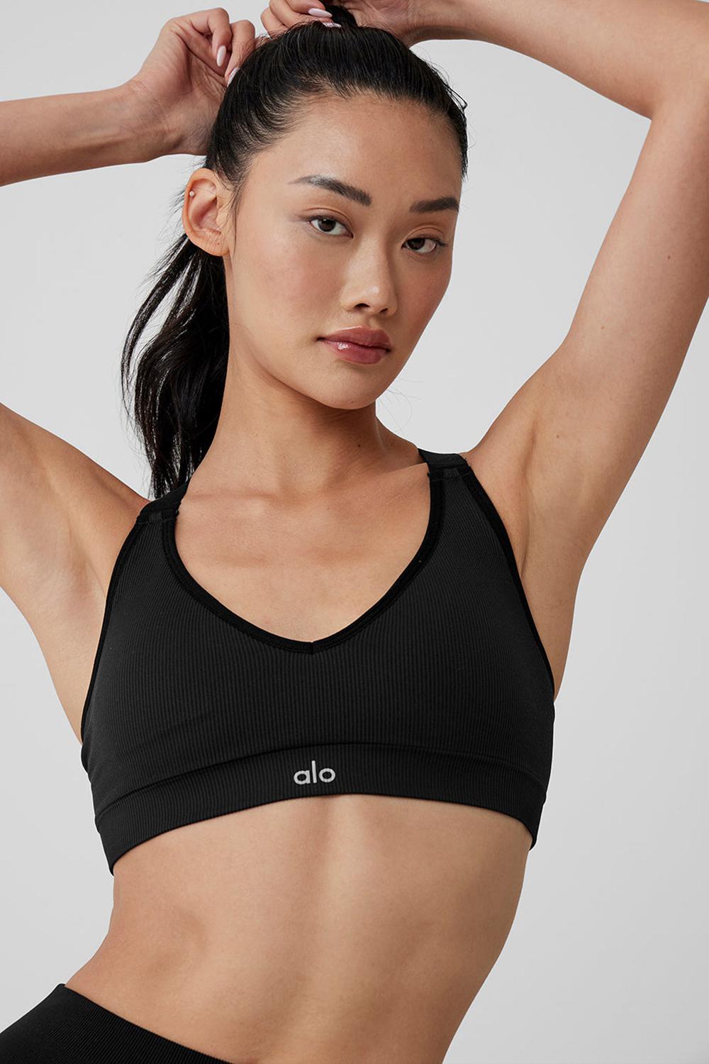 Sujetador Deportivo Alo Yoga Seamless Ribbed Favorite Mujer Negras | Colombia  ABRT-59604