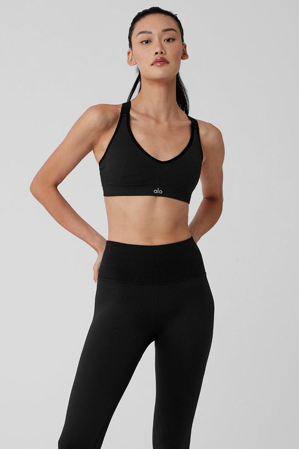 Sujetador Deportivo Alo Yoga Seamless Ribbed Favorite Mujer Negras | Colombia  ABRT-59604