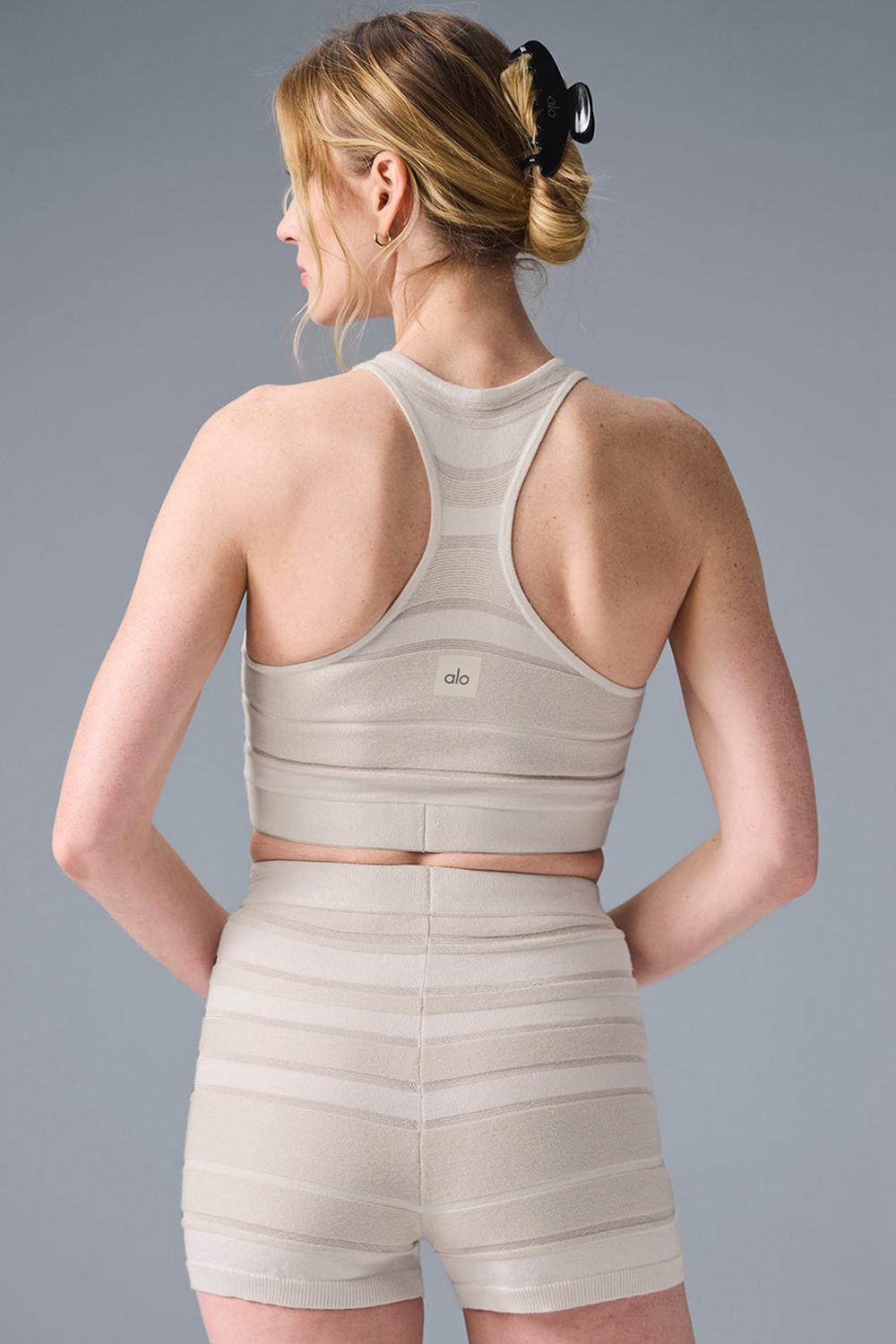 Sujetador Deportivo Alo Yoga Sport Play Knit Mujer Ivory / Alabaster | Colombia  VTKJ-92418